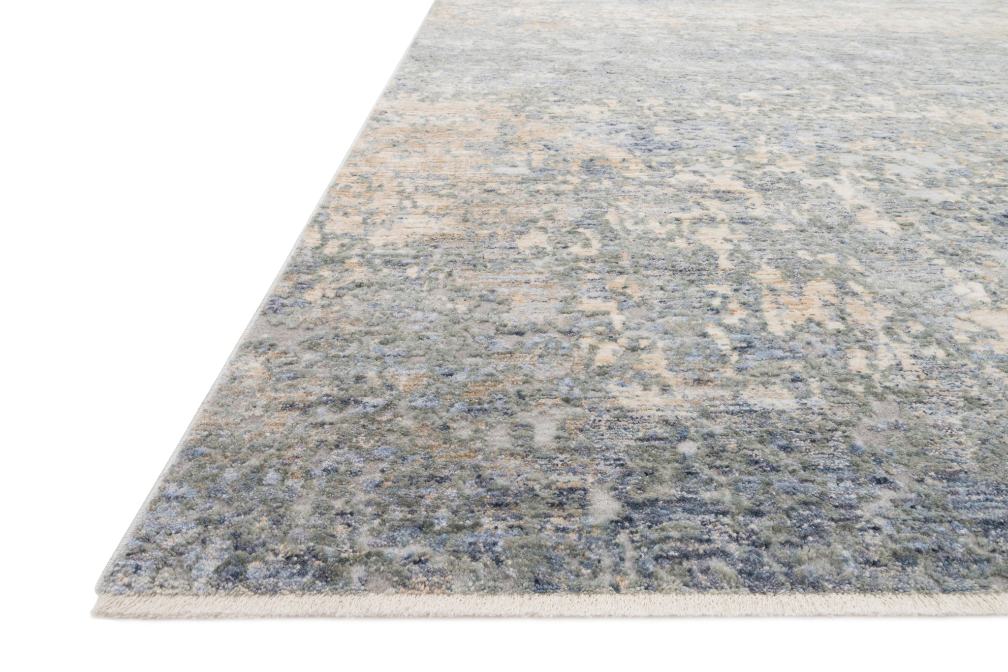 angle view of Pandora Blue / Gold luxury Rug