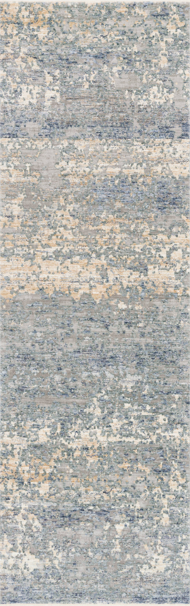 side view of Pandora Blue / Gold luxury Rug