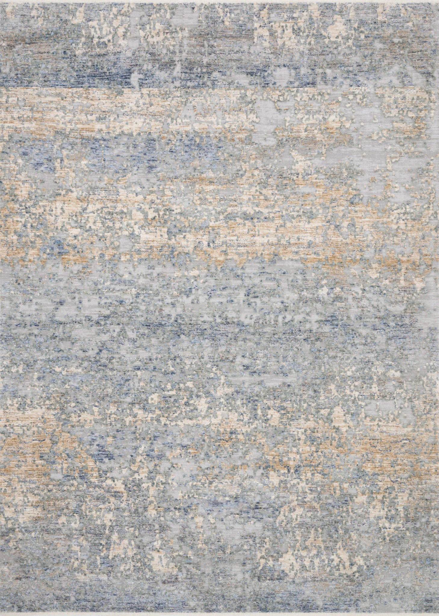 front view of Pandora Blue / Gold luxury Rug
