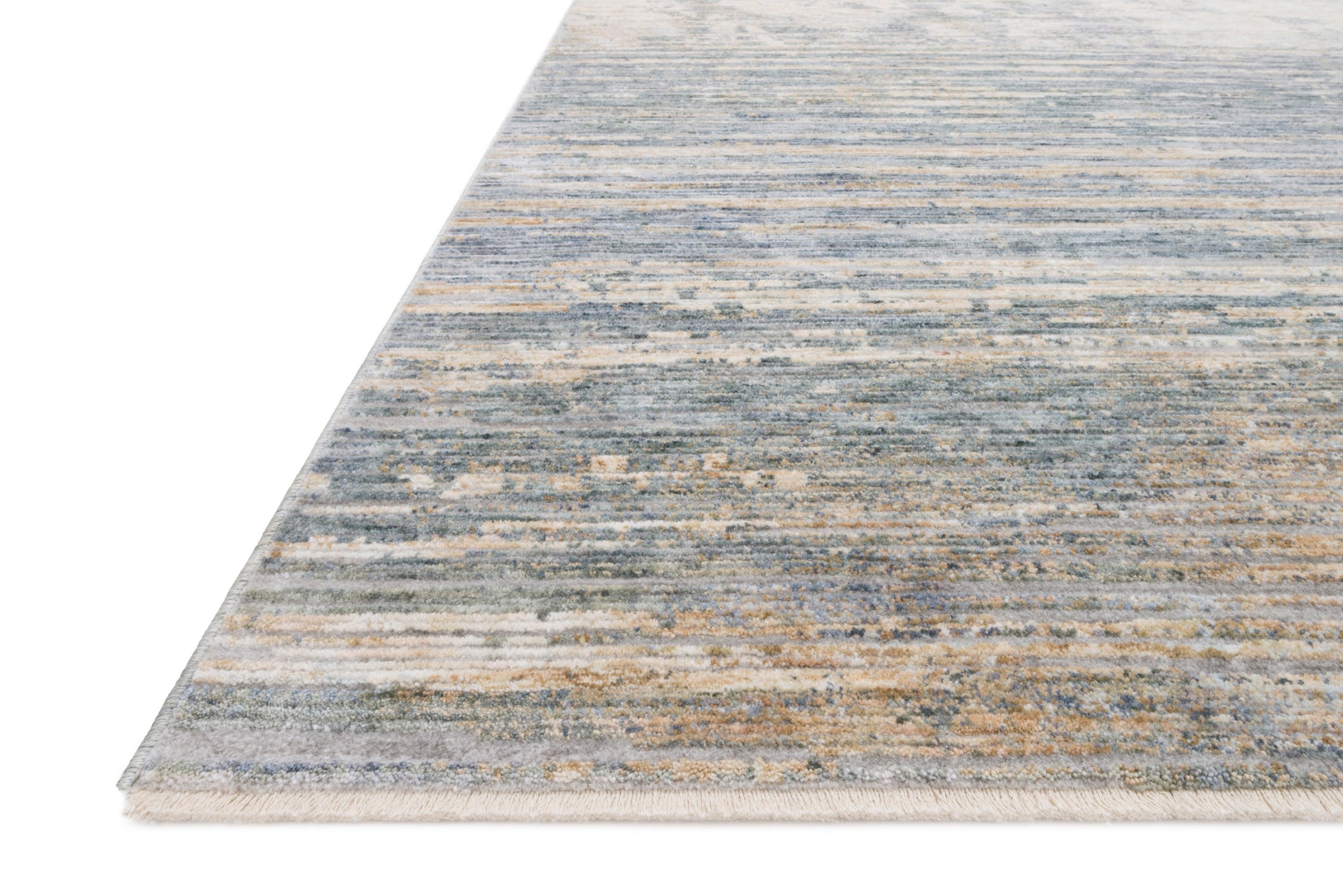 angle view of Pandora Ivory / Blue luxury Rug
