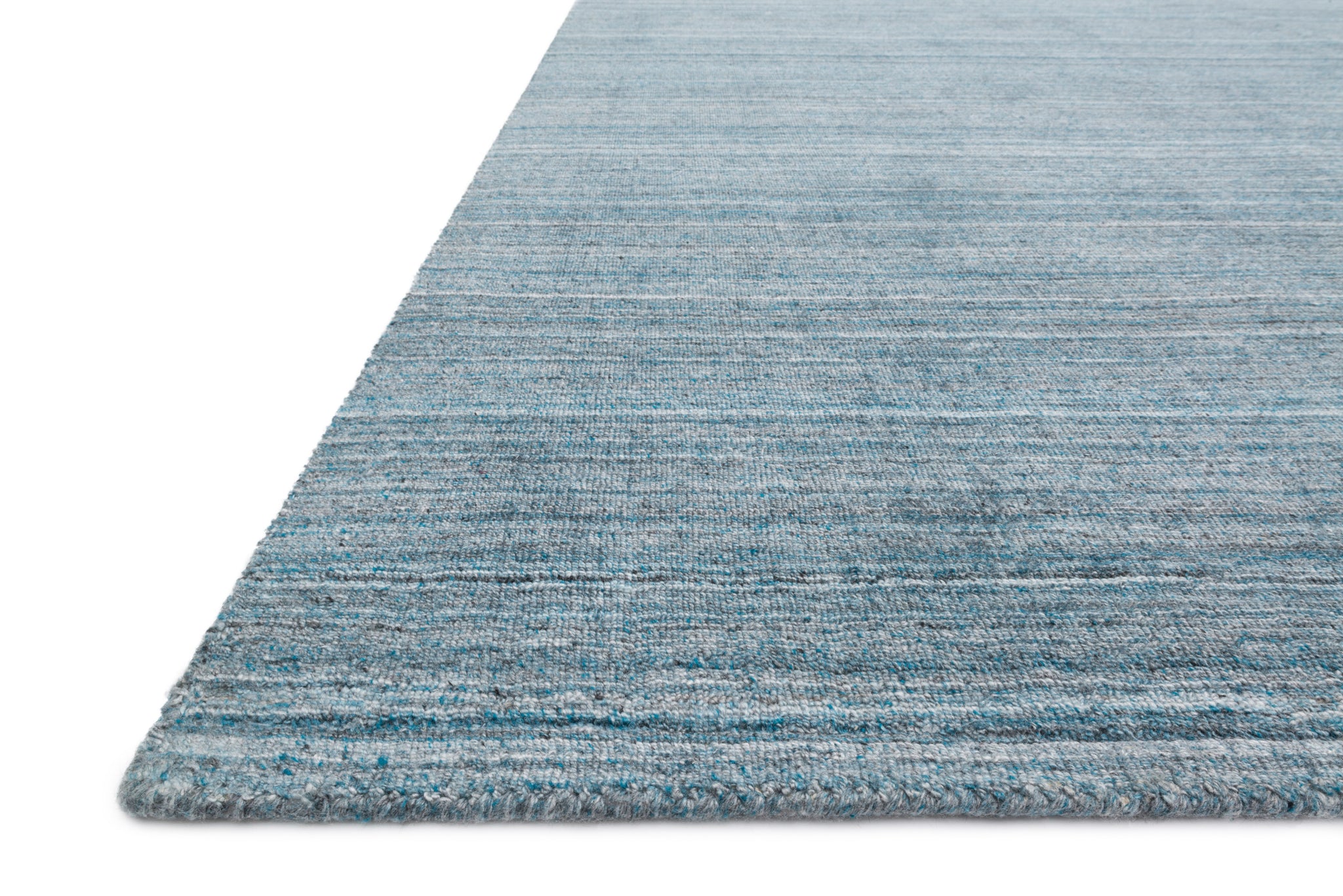 side view of Pasadena Aqua luxury Rug
