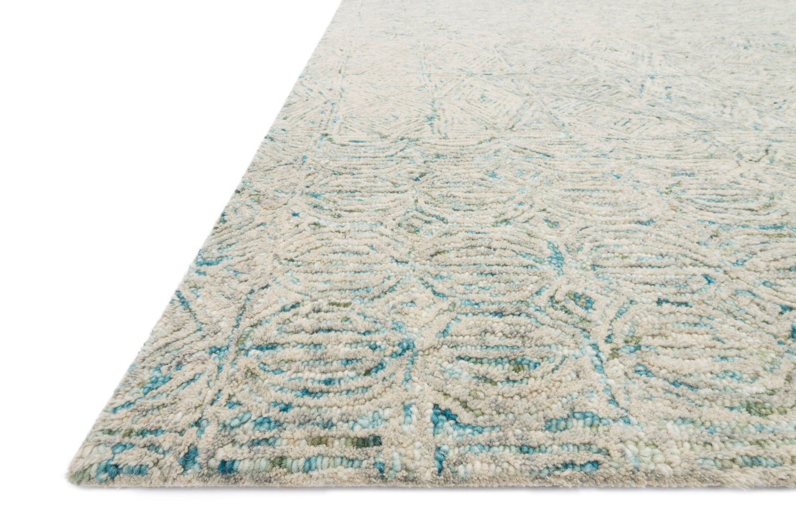 front view of Peregrine Aqua luxury Rug