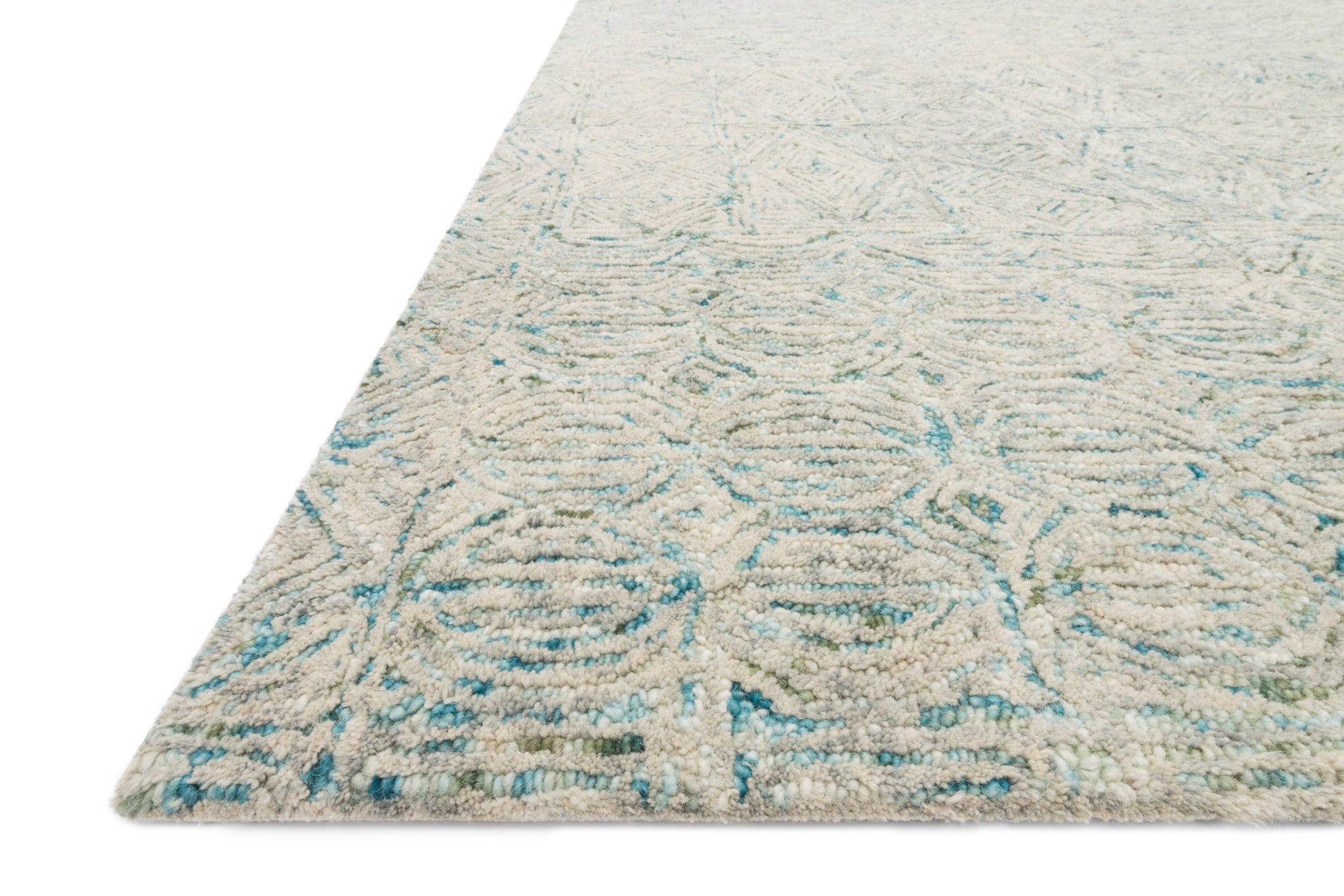angle view of Peregrine Aqua luxury Rug