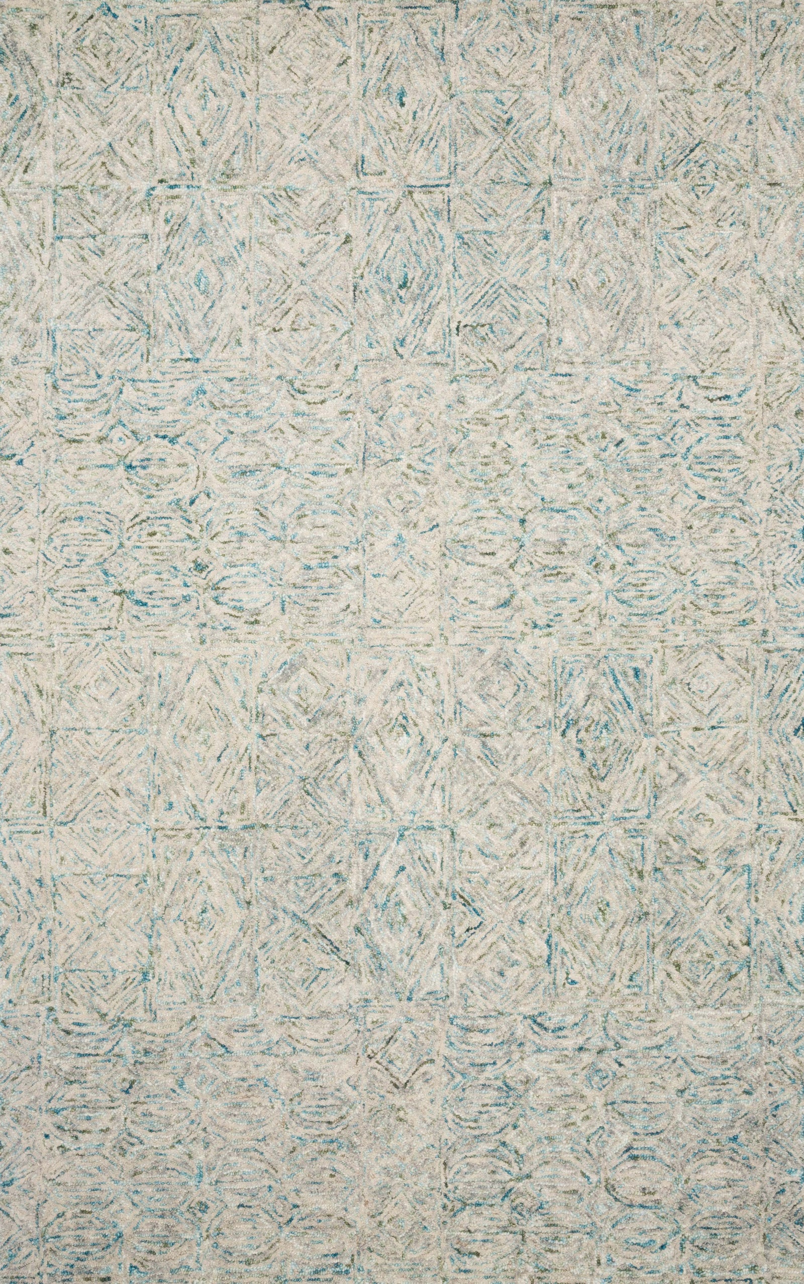 front view of Peregrine Aqua luxury Rug