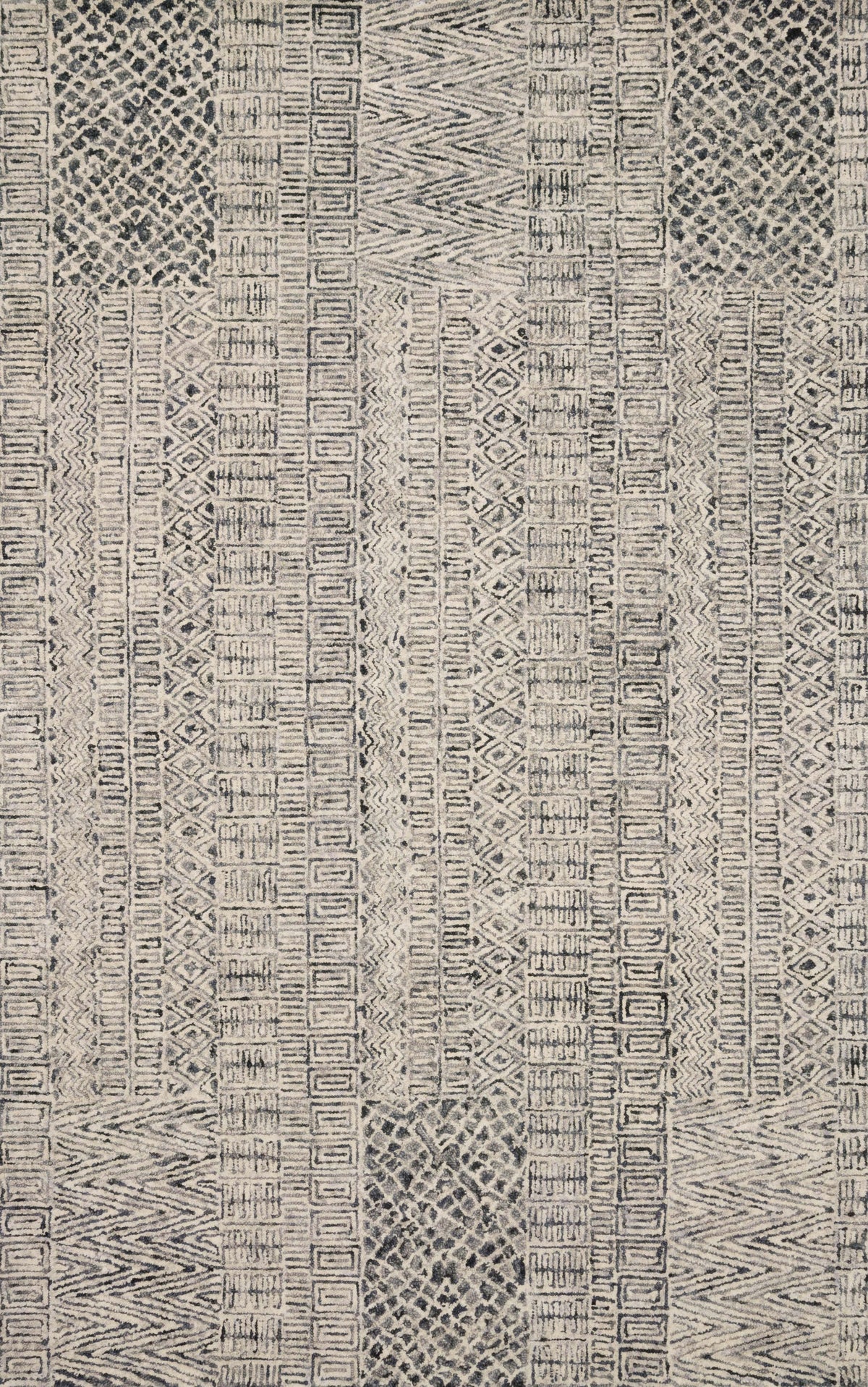 front view of Peregrine Charcoal luxury Rug