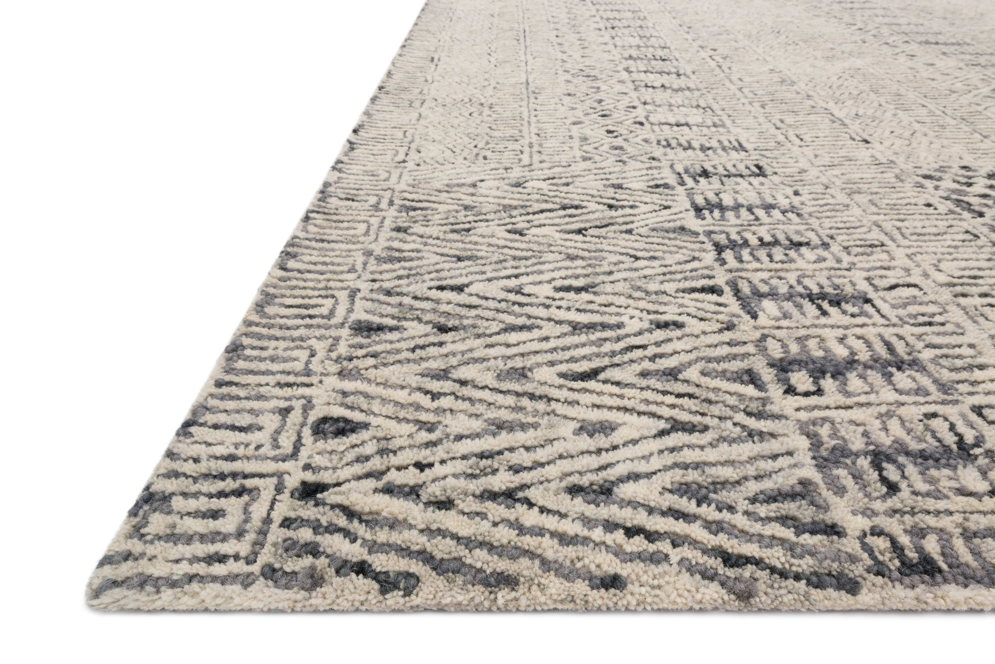 angle view of Peregrine Charcoal luxury Rug