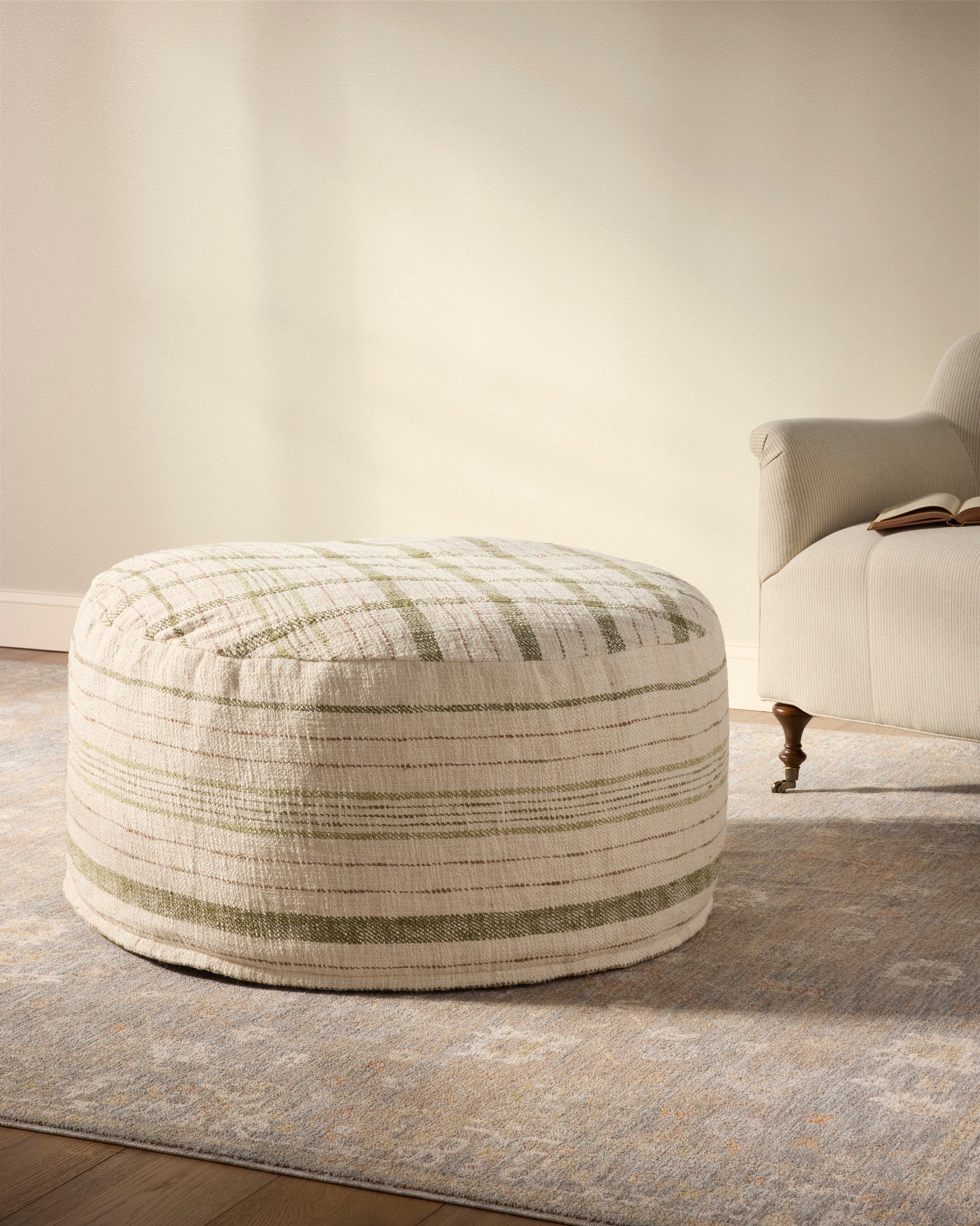 Wallace Cream Cream Pouf - Roomscene #3 (V)