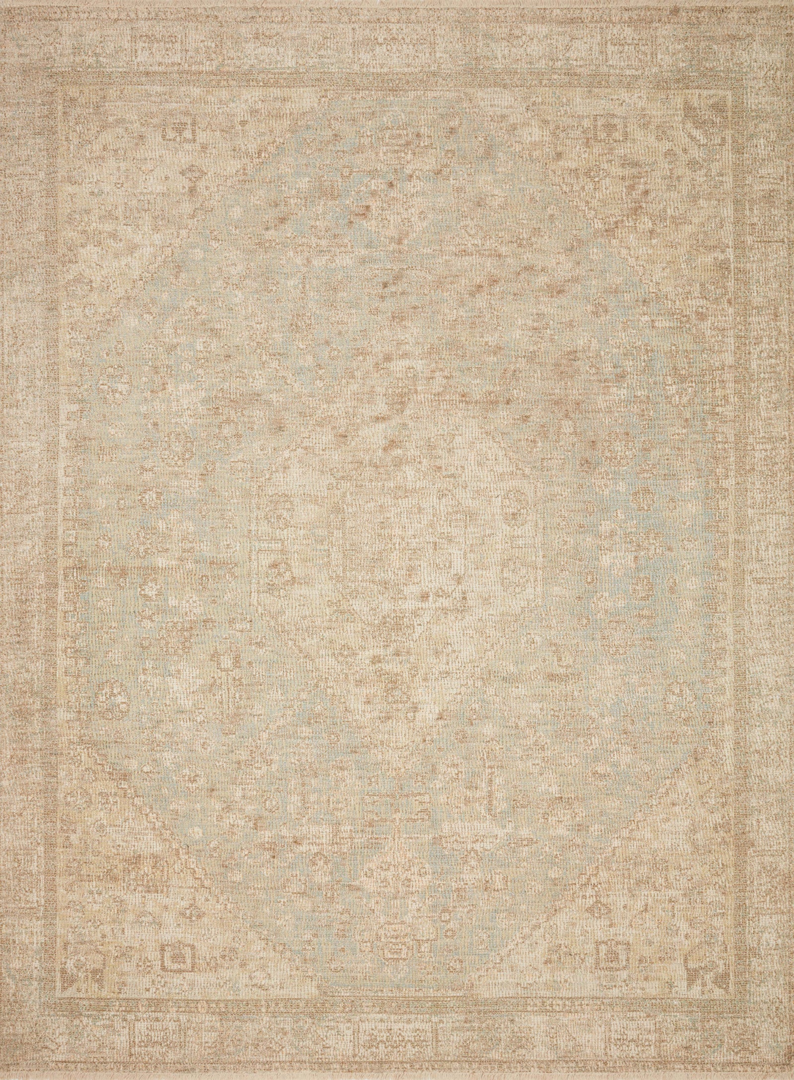 front view of Priya Ocean / Ivory luxury Rug