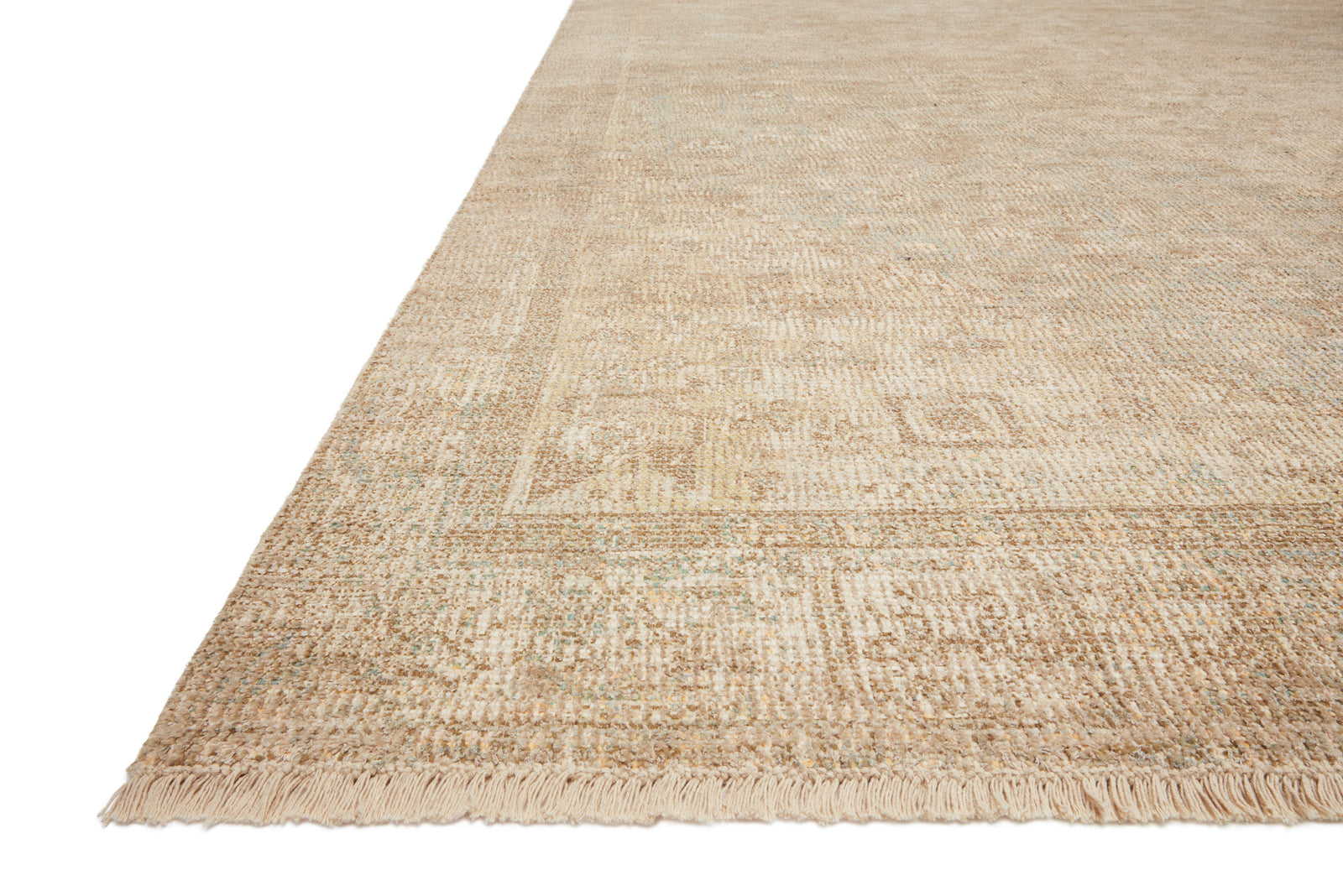 front view of Priya Ocean / Ivory luxury Rug