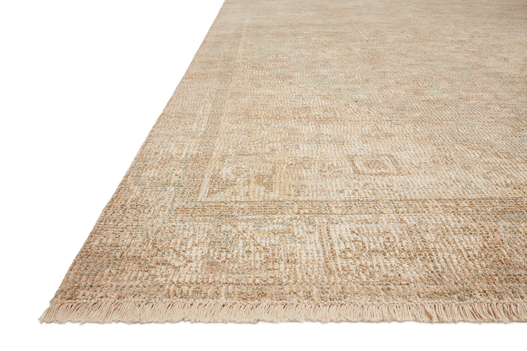 angle view of Priya Ocean / Ivory luxury Rug