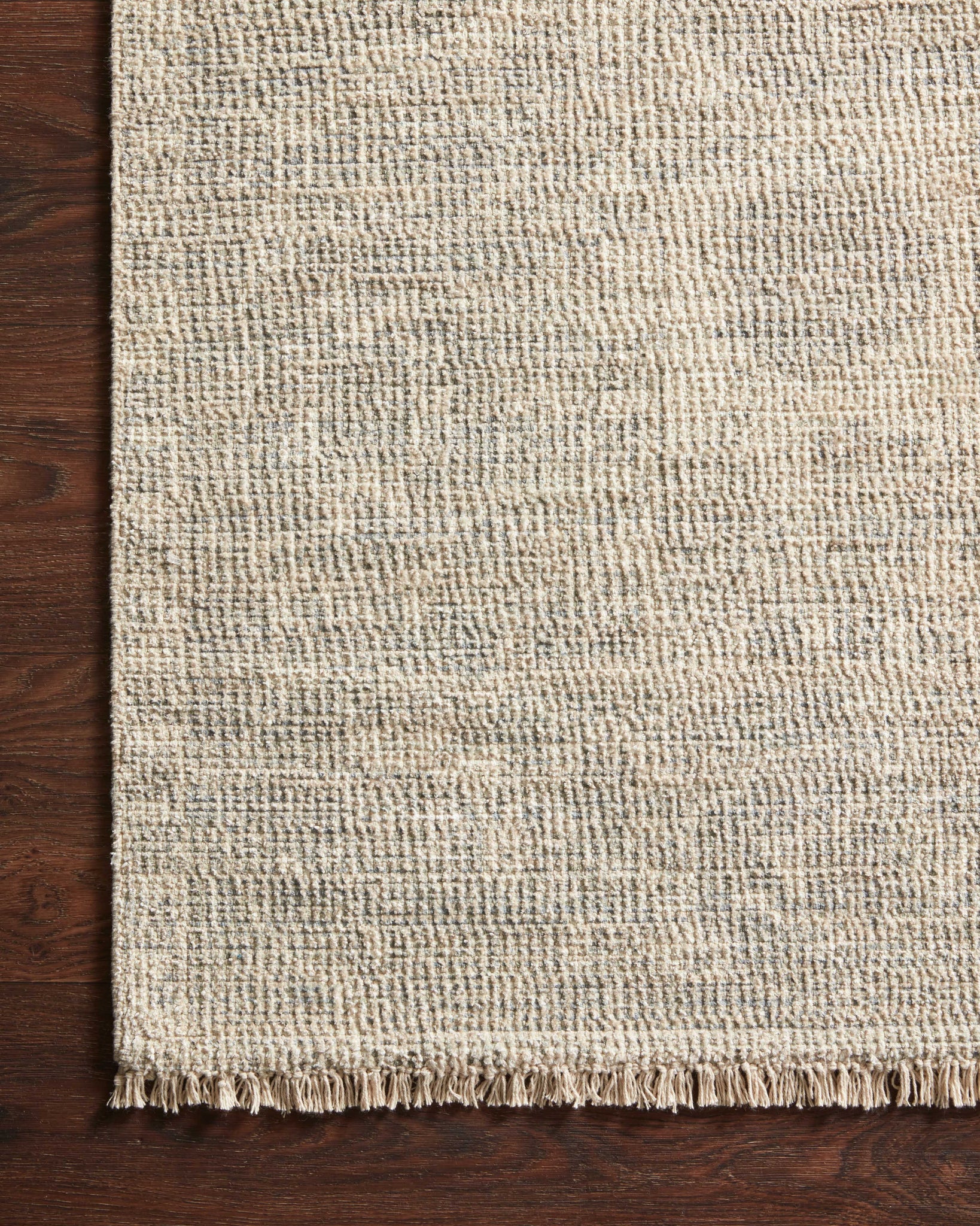 side view of Priya Ivory / Grey luxury Rug
