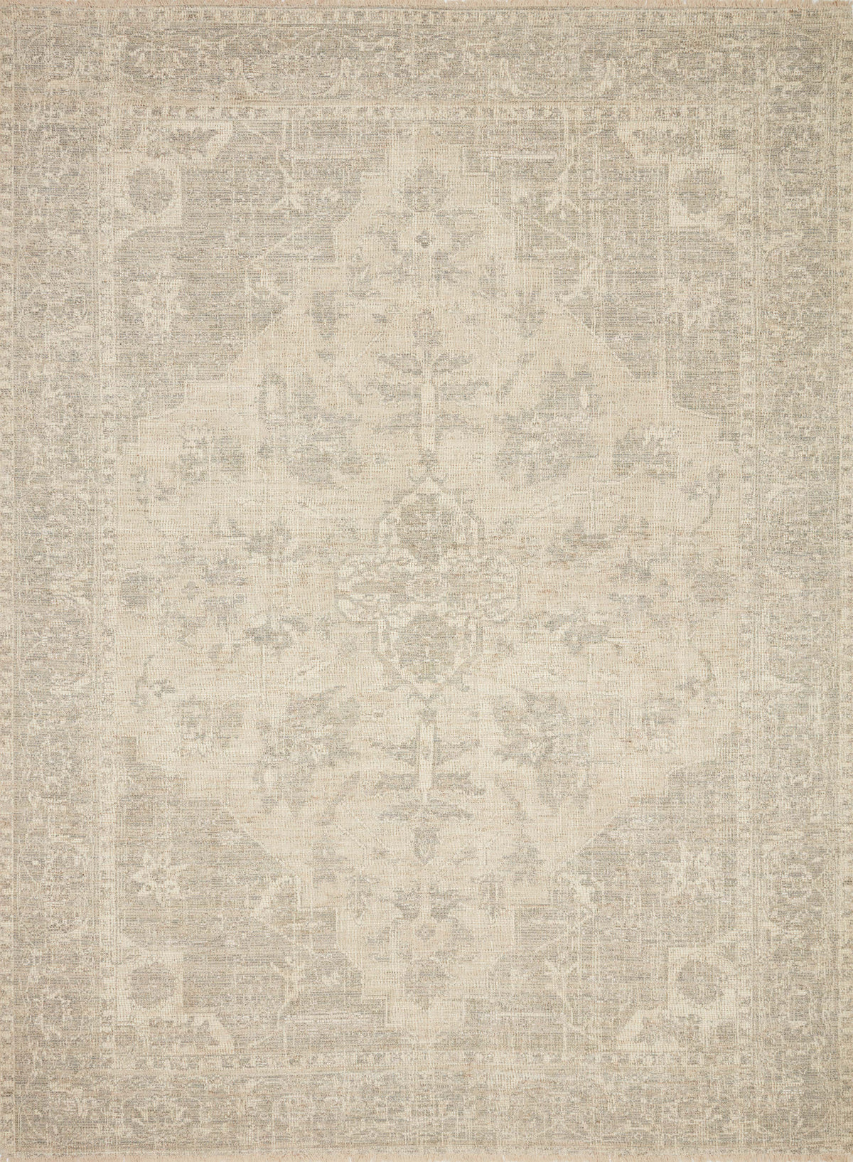 front view of Priya Ivory / Grey luxury Rug
