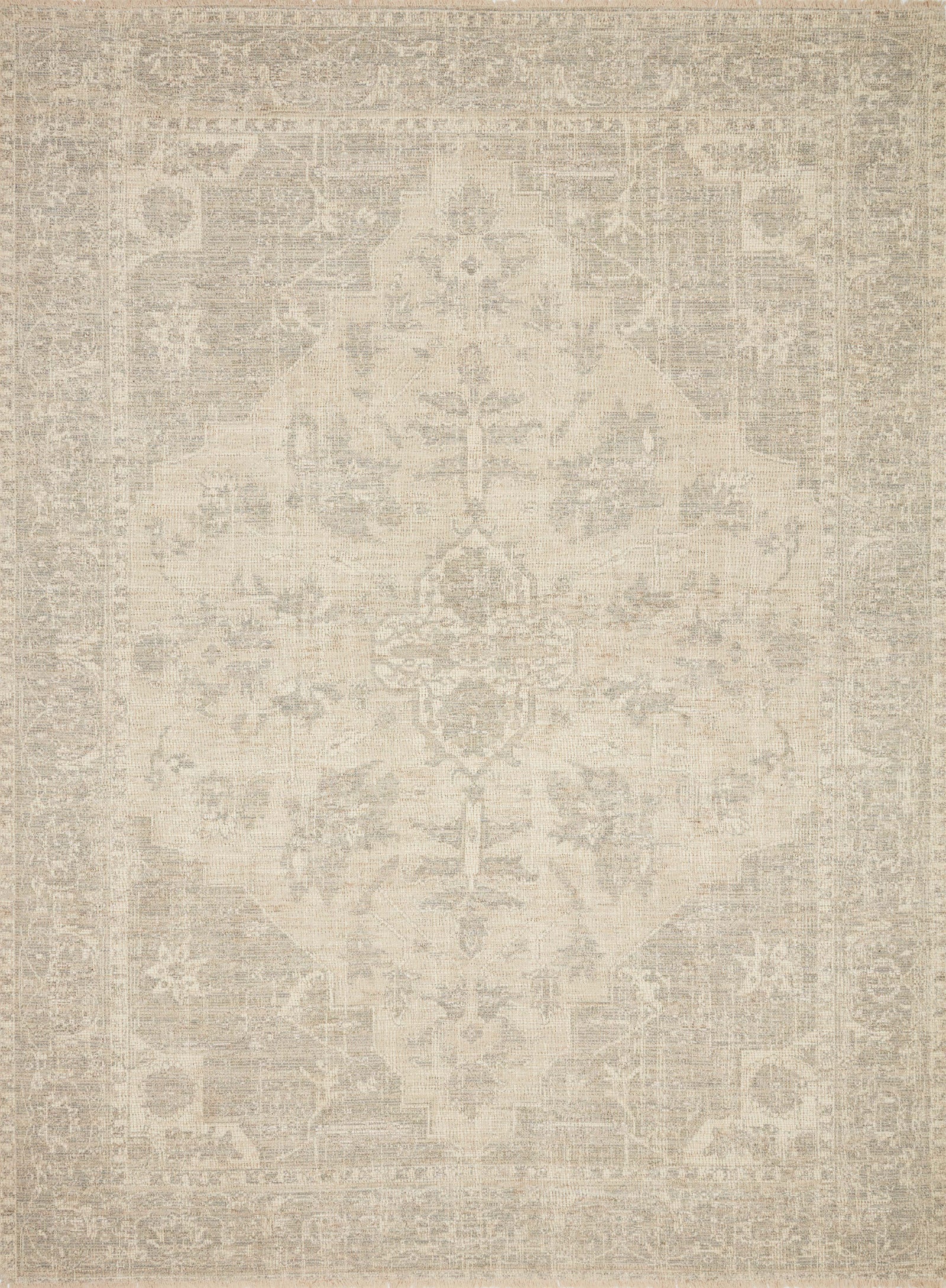 front view of Priya Ivory / Grey luxury Rug
