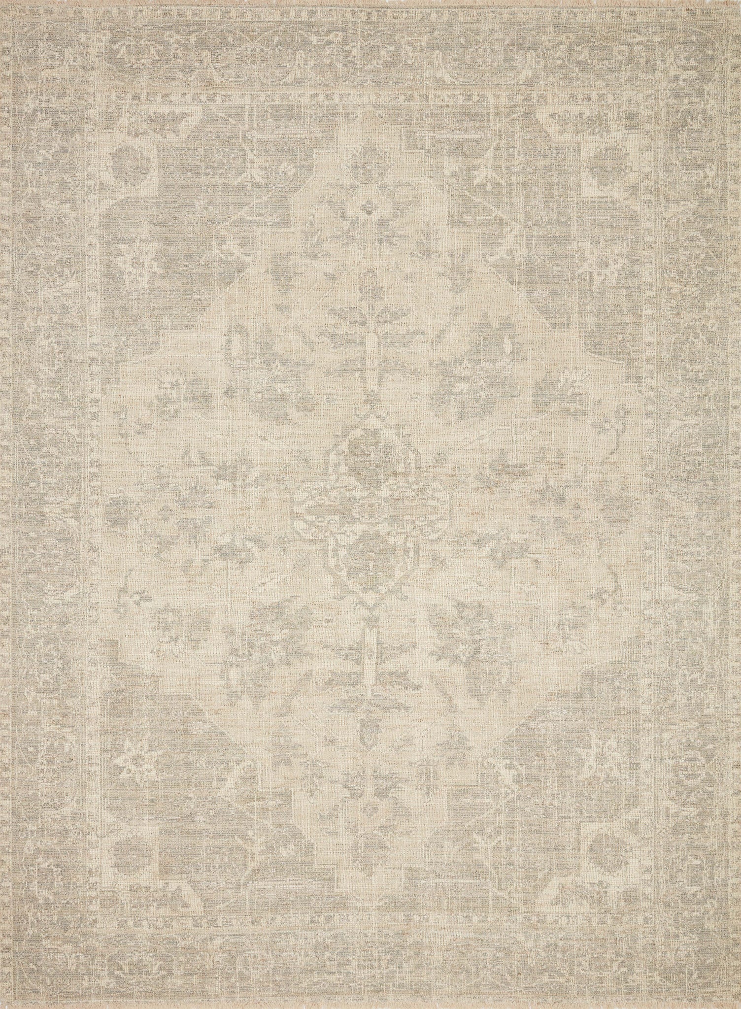 front view of Priya Ivory / Grey luxury Rug