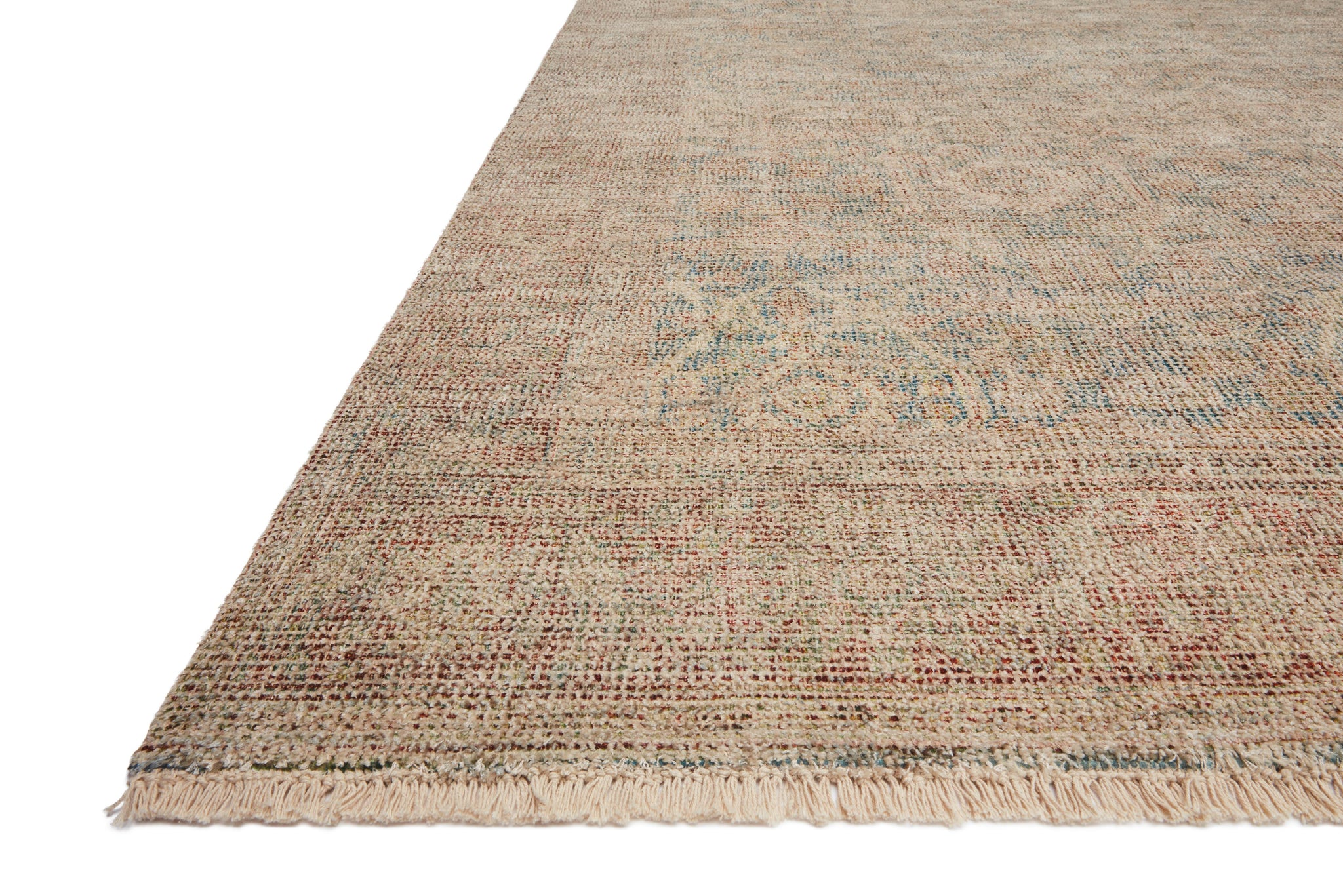angle view of Priya Denim / Rust luxury Rug