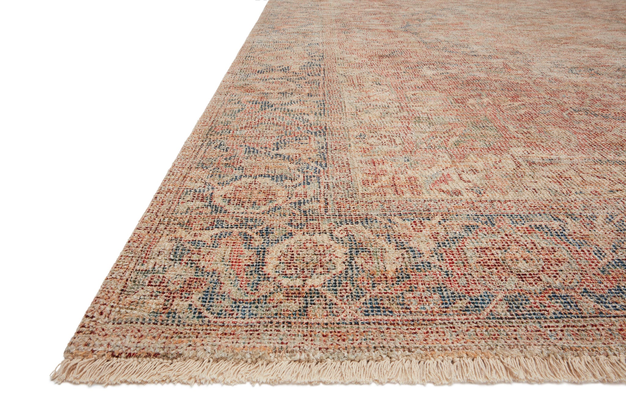 angle view of Priya Brick / Navy luxury Rug