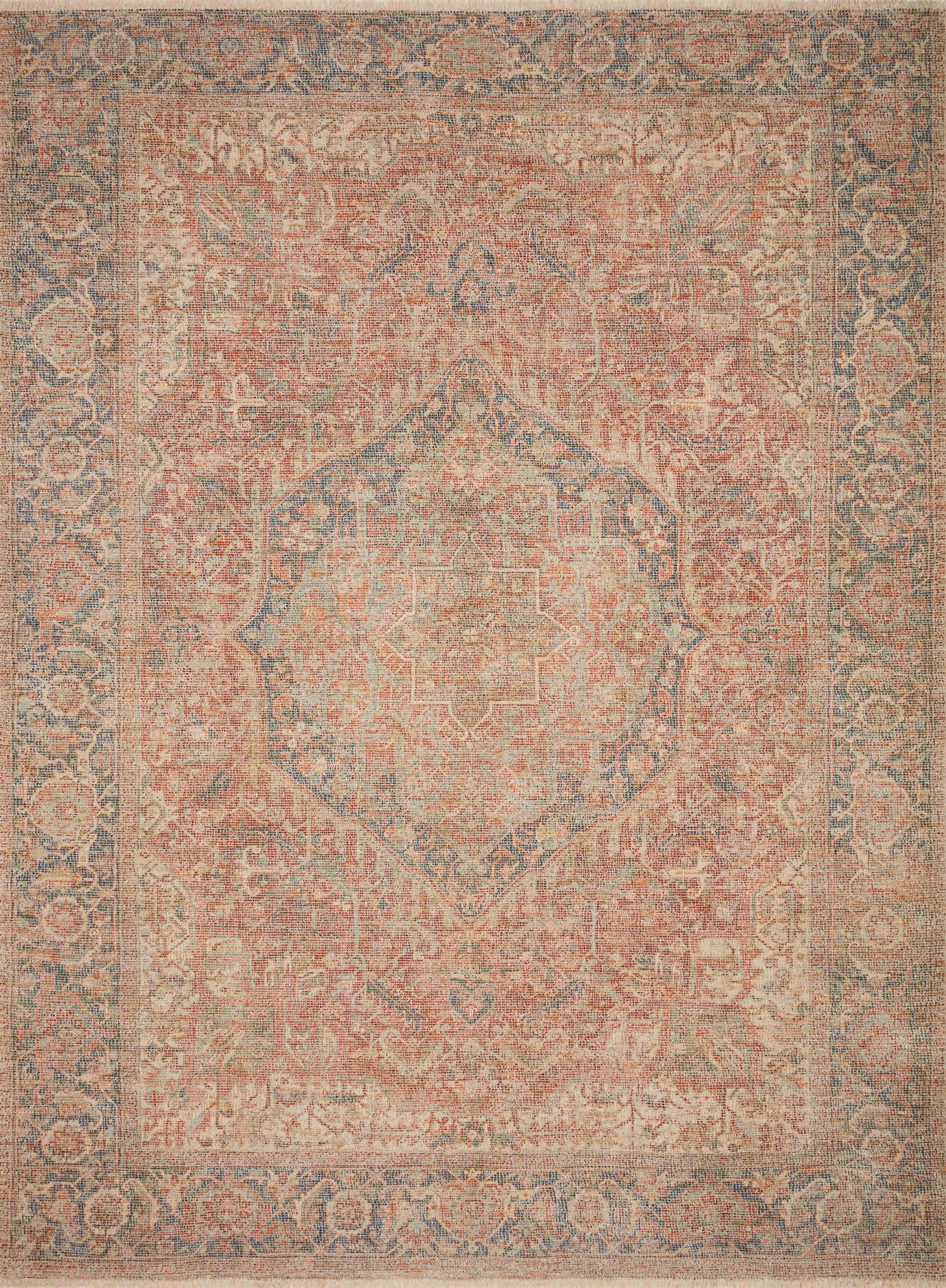 front view of Priya Brick / Navy luxury Rug
