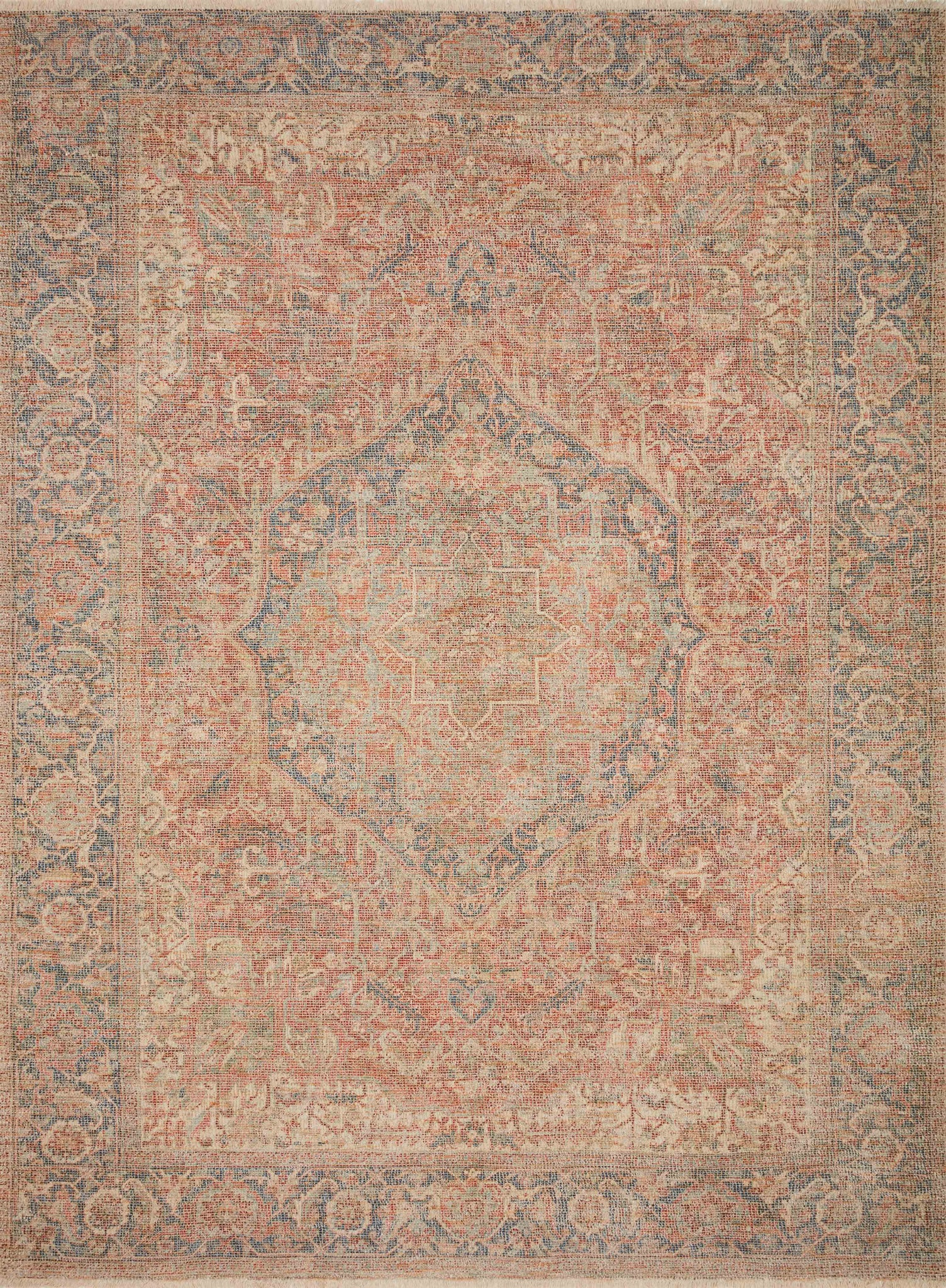 front view of Priya Brick / Navy luxury Rug