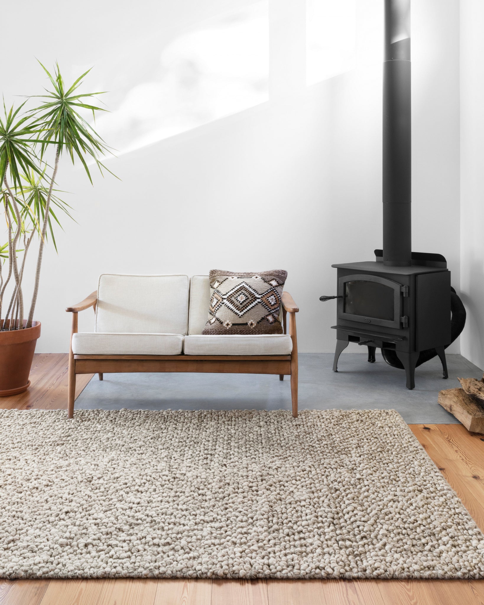 angle view of Quarry Stone luxury Rug