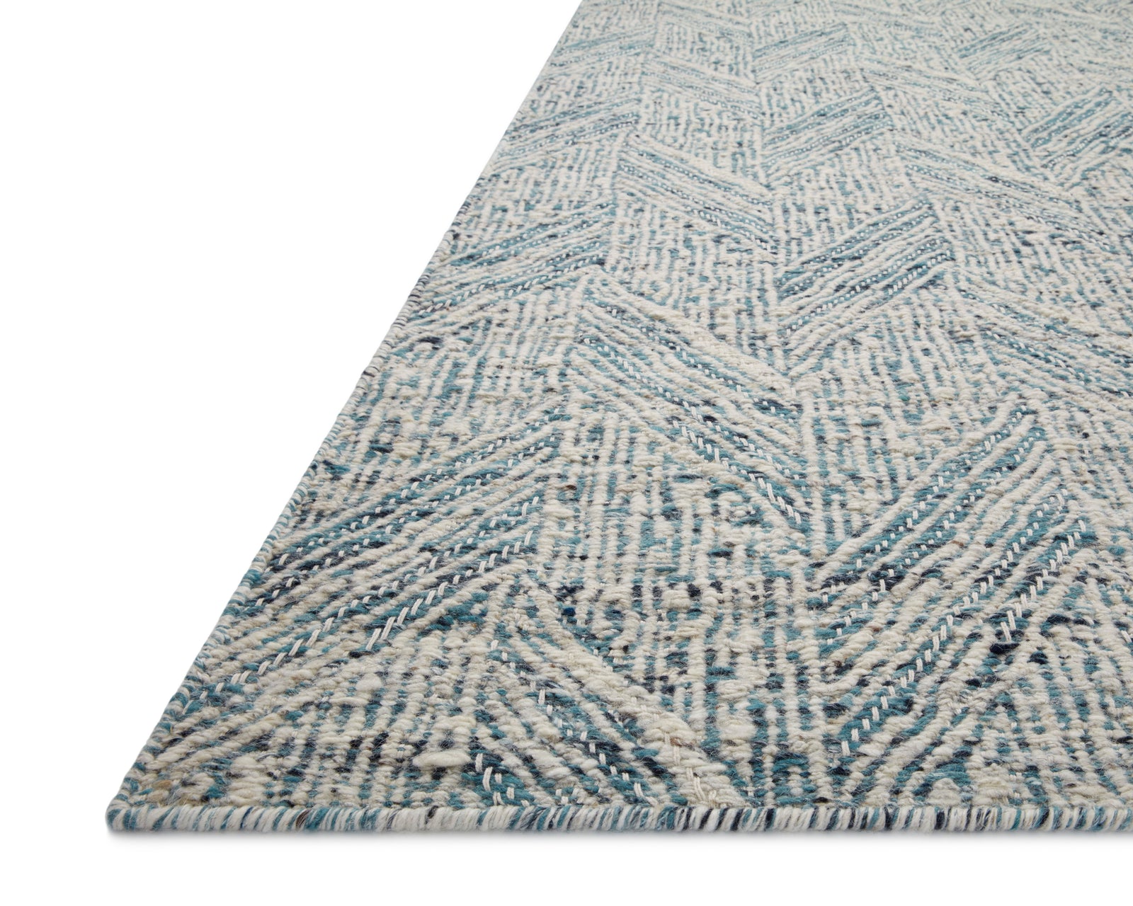 front view of Raven Blue / Ivory luxury Rug