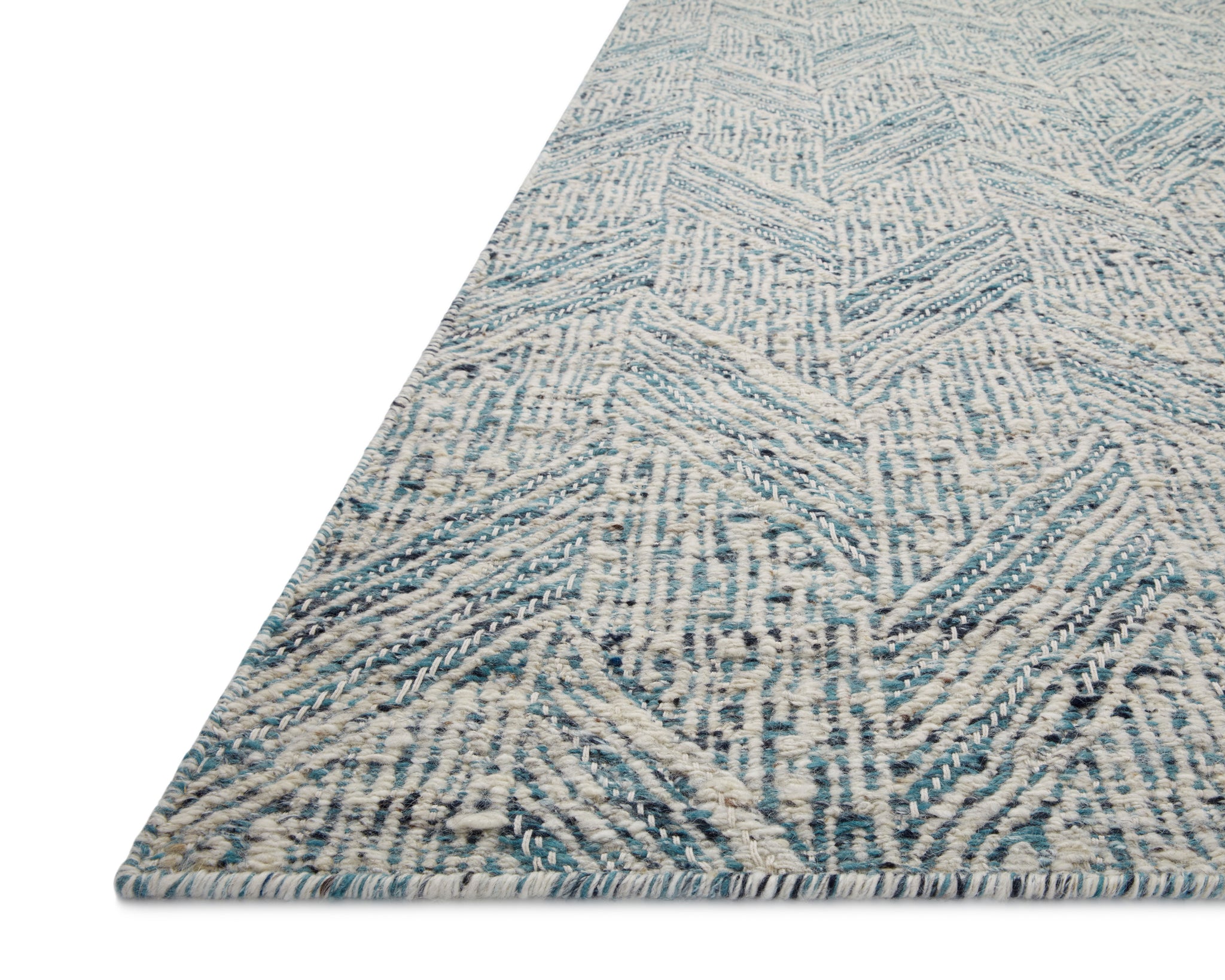 angle view of Raven Blue / Ivory luxury Rug