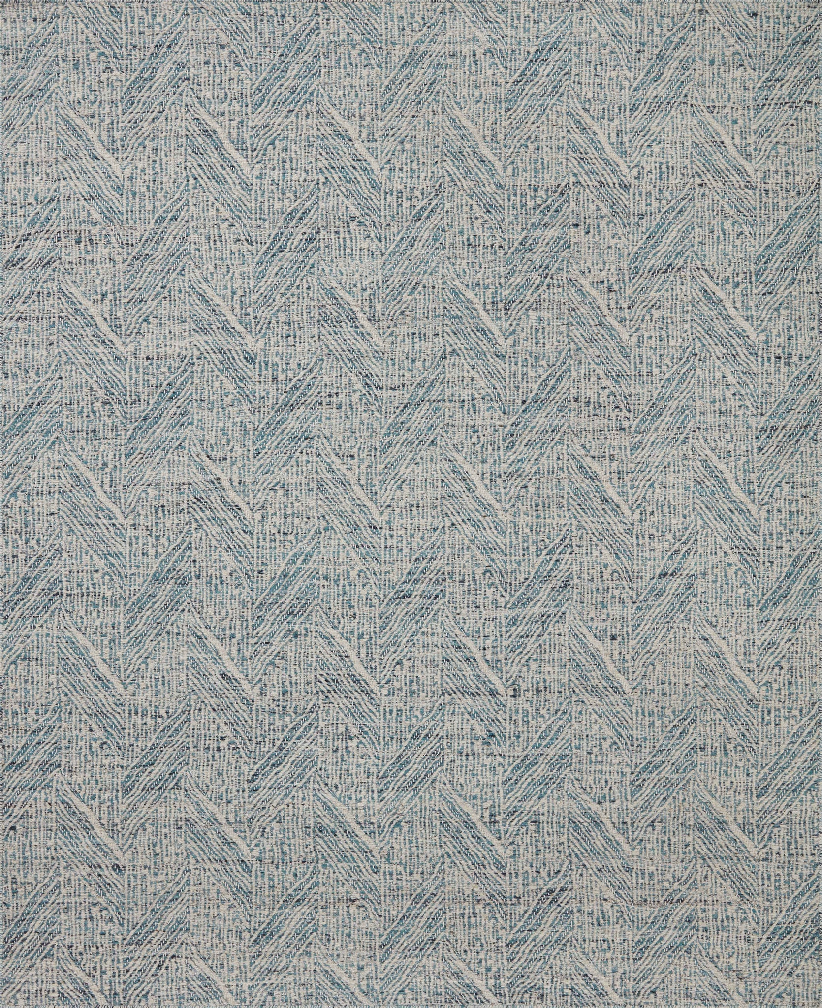 front view of Raven Blue / Ivory luxury Rug