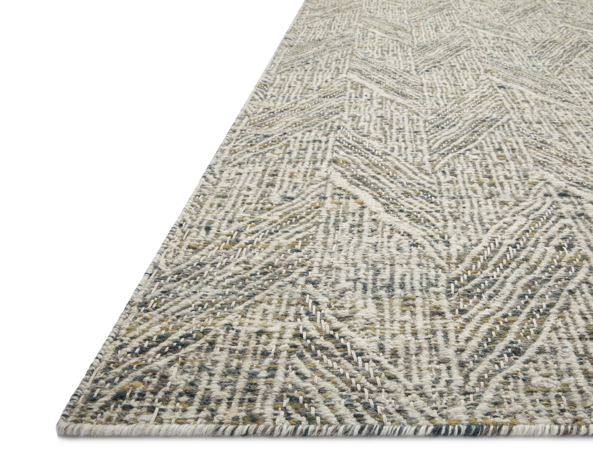 angle view of Raven Moss / Ivory luxury Rug