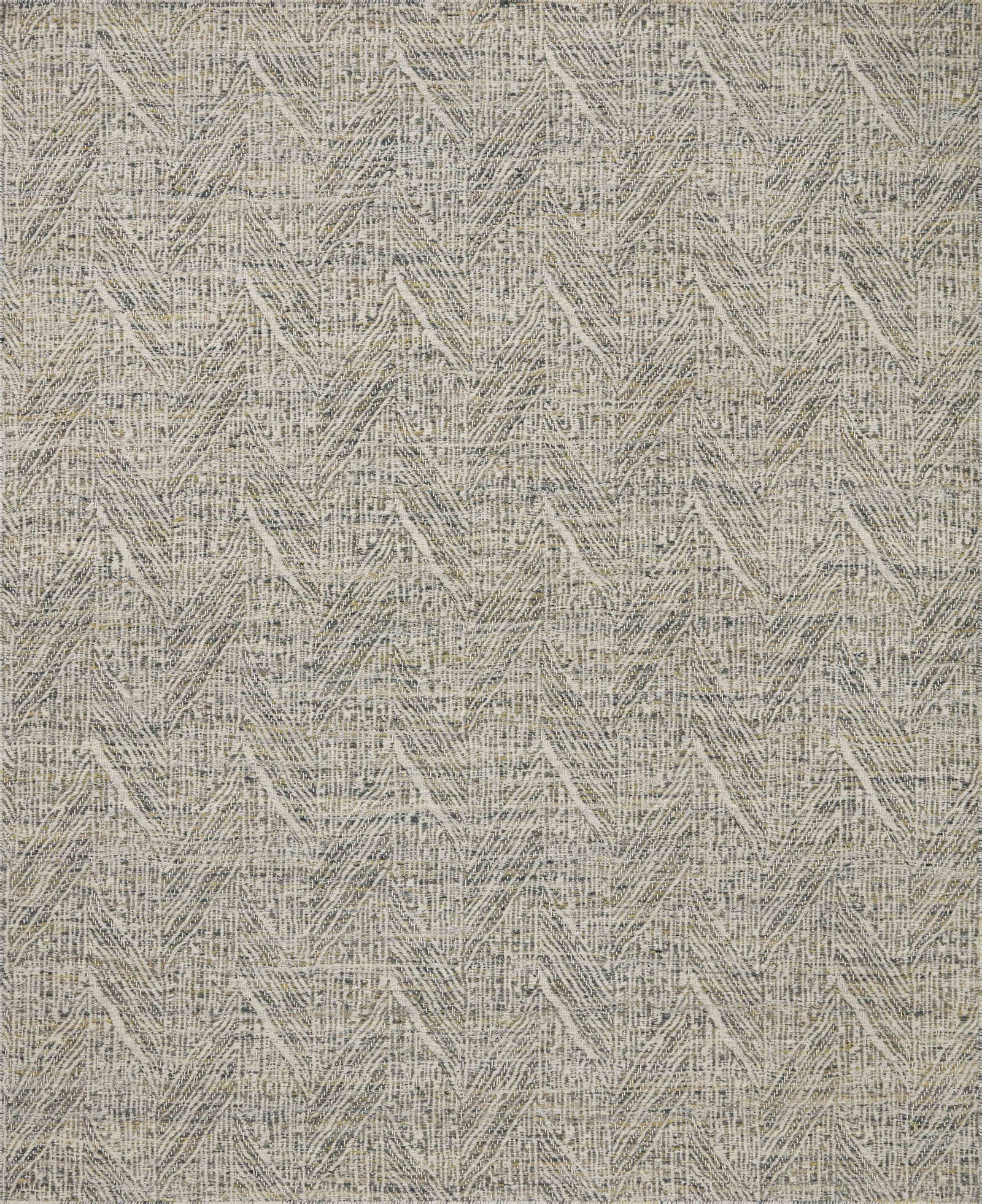 front view of Raven Moss / Ivory luxury Rug