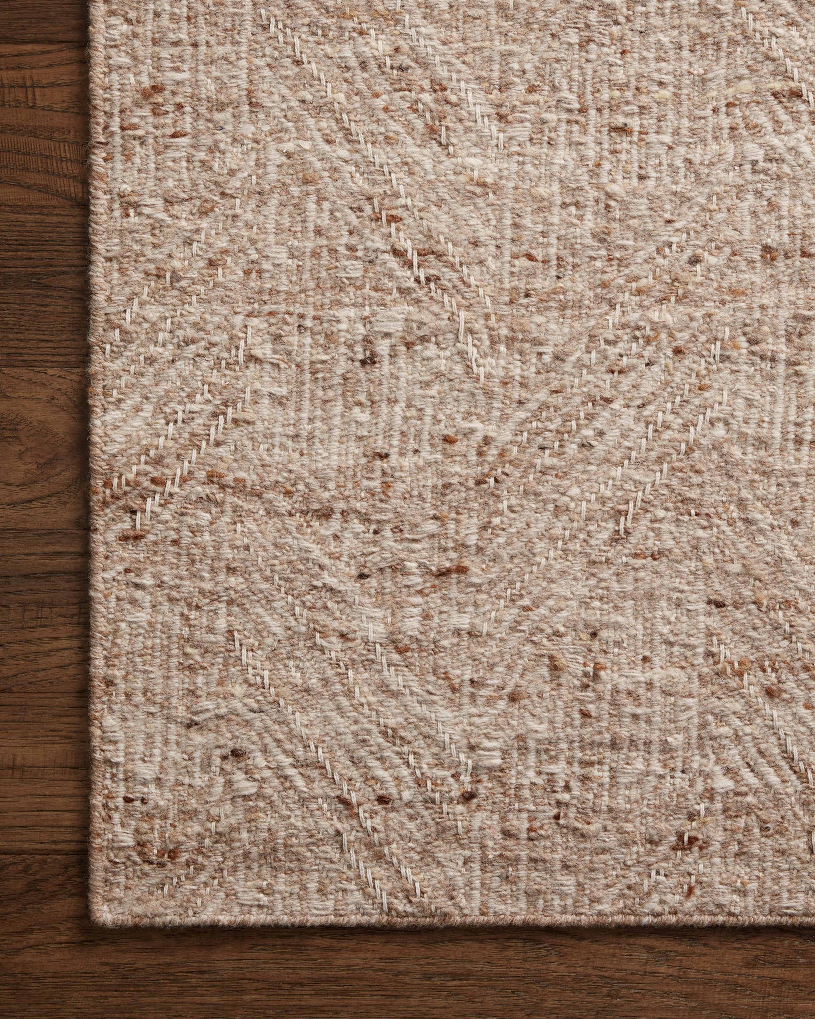 side view of Raven Oatmeal / Natural luxury Rug