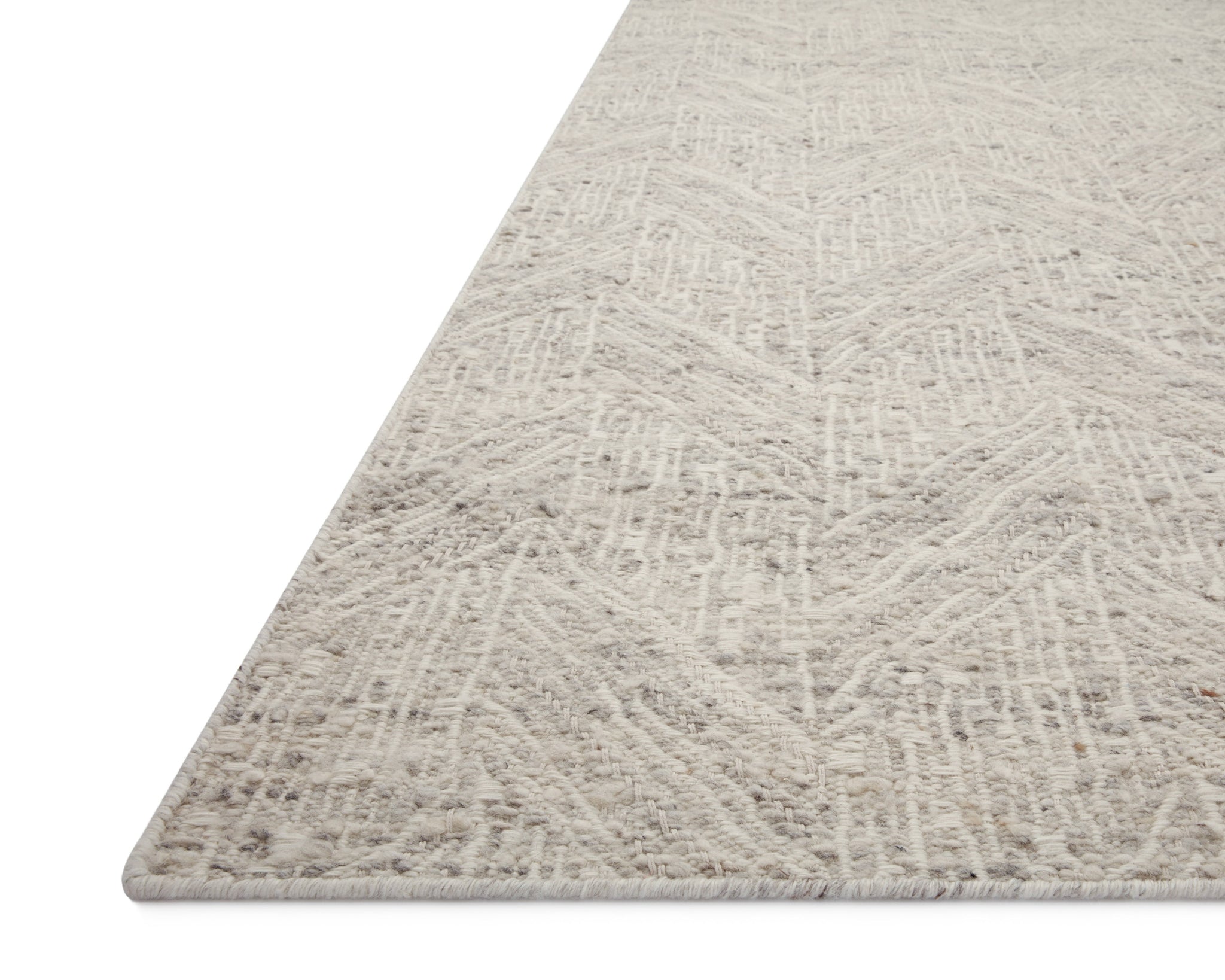 angle view of Raven Silver / Ivory luxury Rug