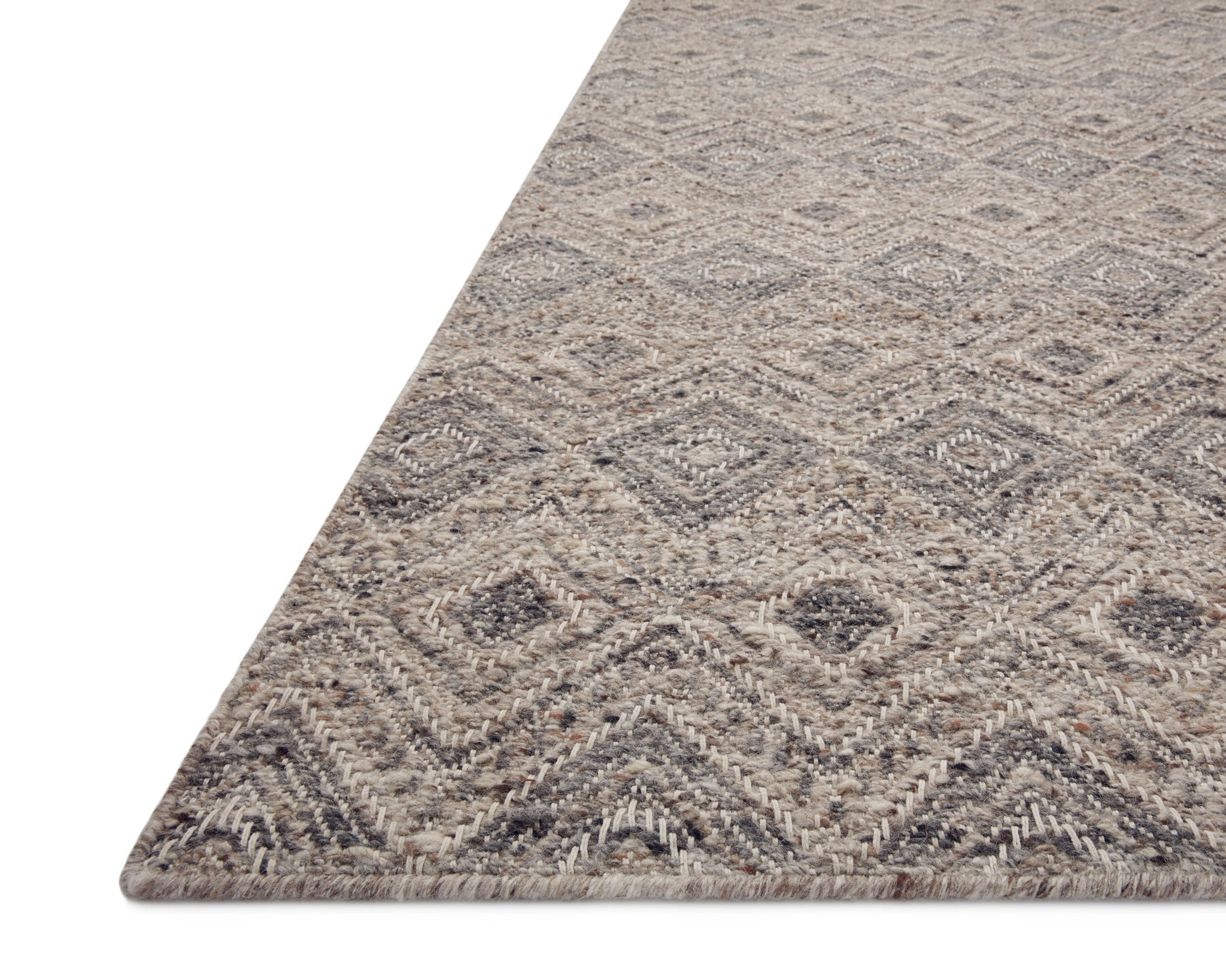 angle view of Raven Taupe / Grey luxury Rug