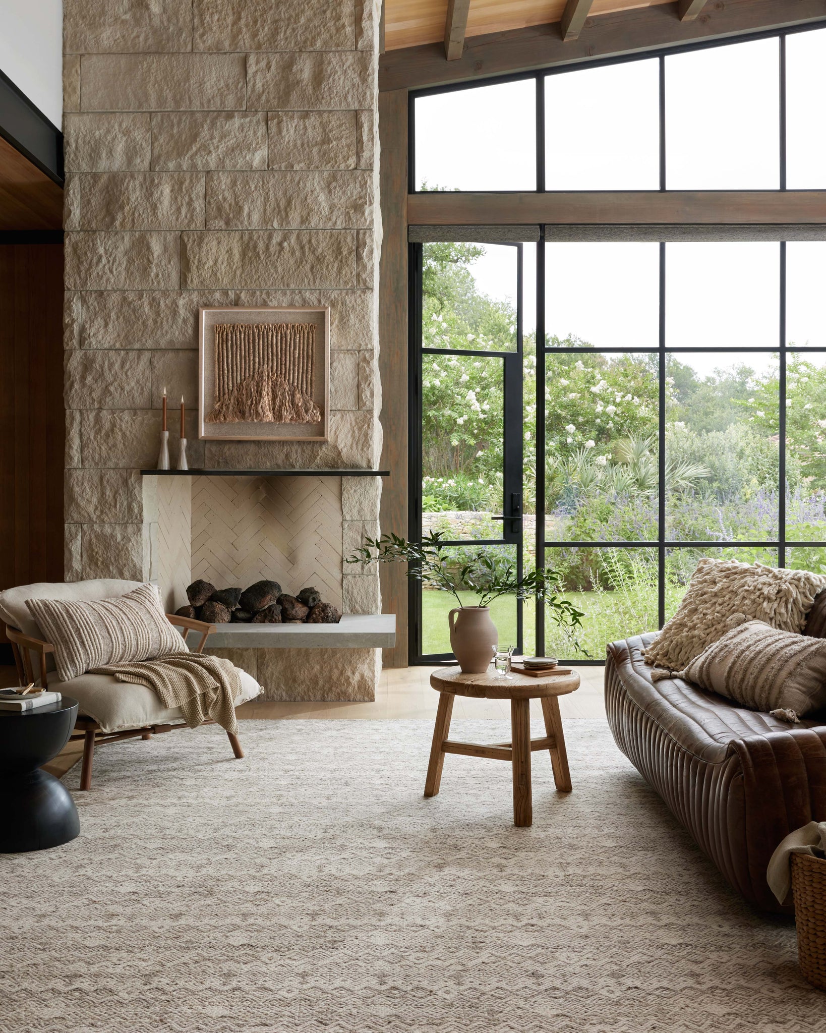 angle view of Raven Dove / Ivory luxury Rug