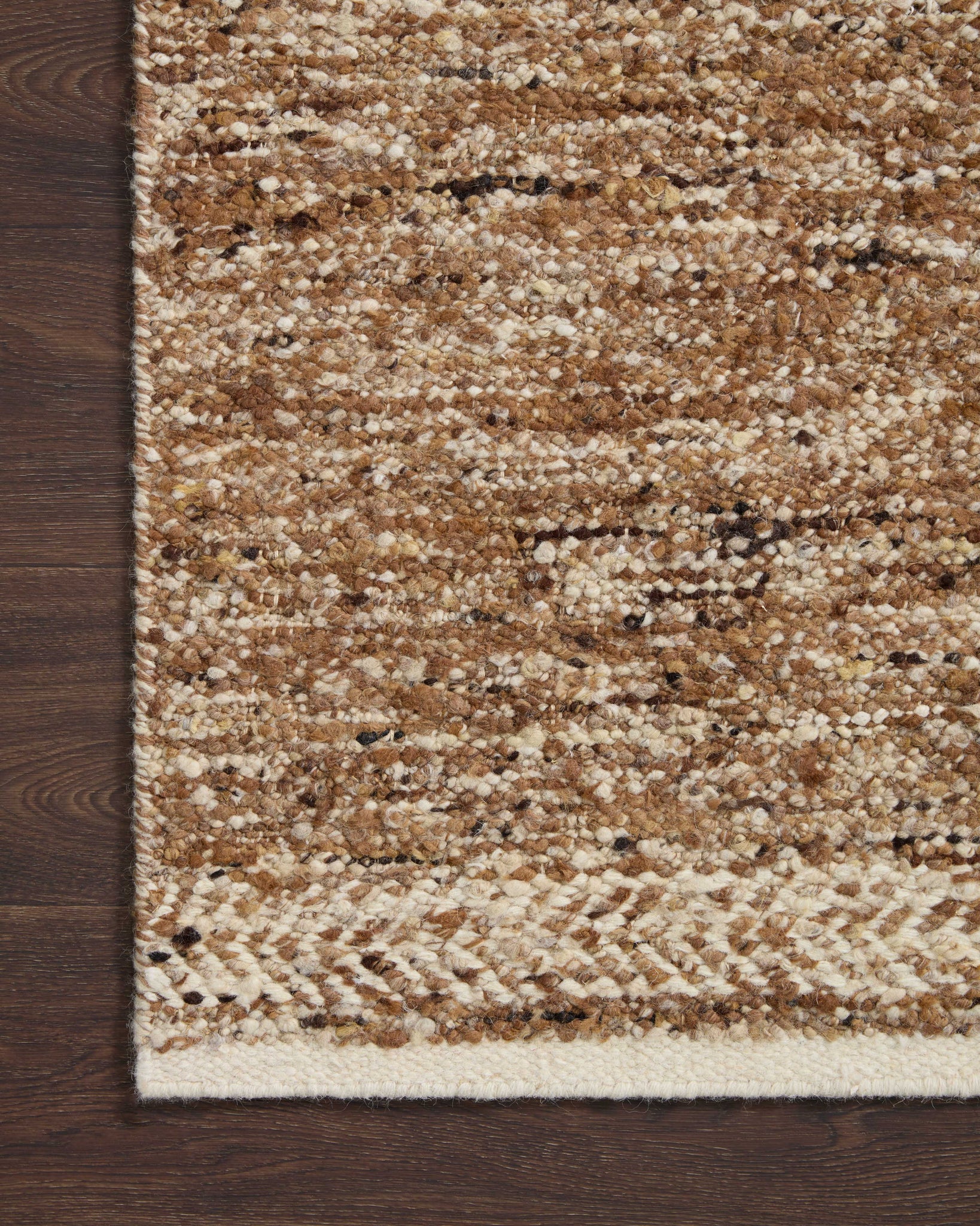 side view of Reyla Caramel / Ivory luxury Rug