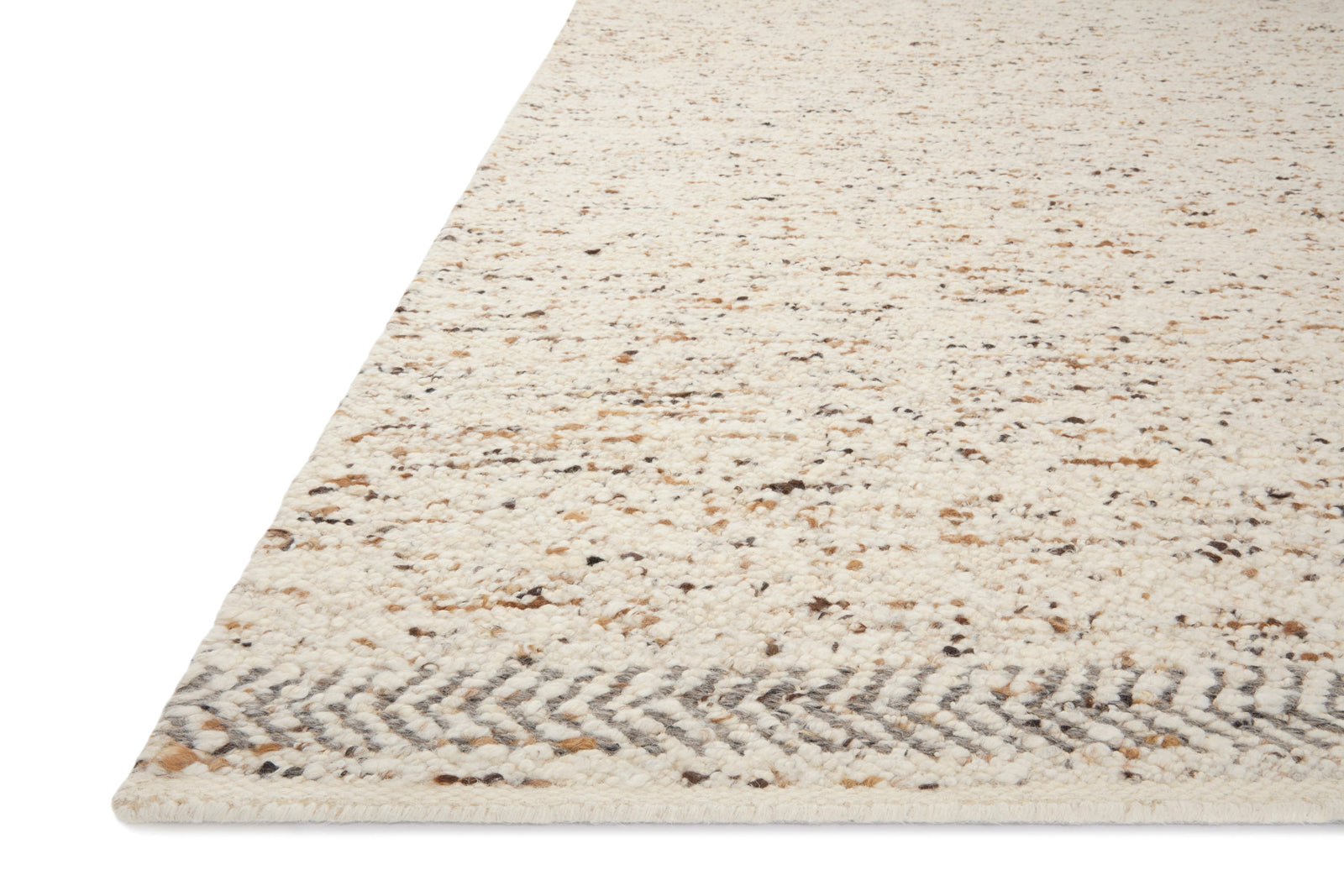 front view of Reyla Pebble / Stone luxury Rug