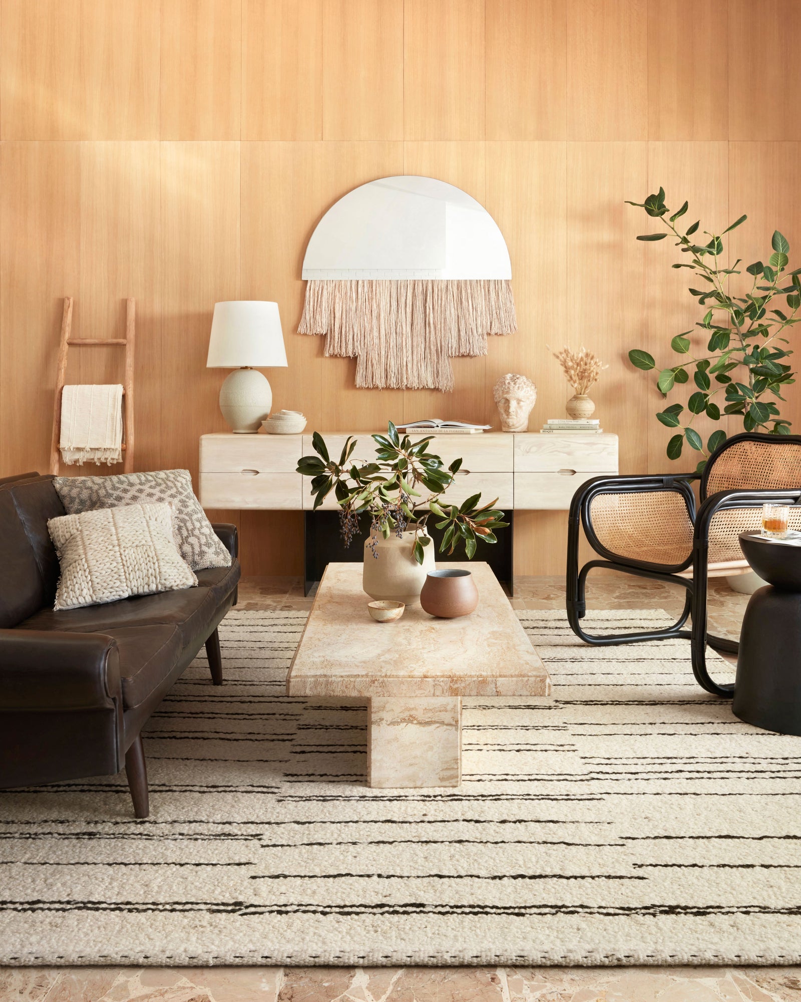 front view of Roman Natural / Charcoal luxury Rug