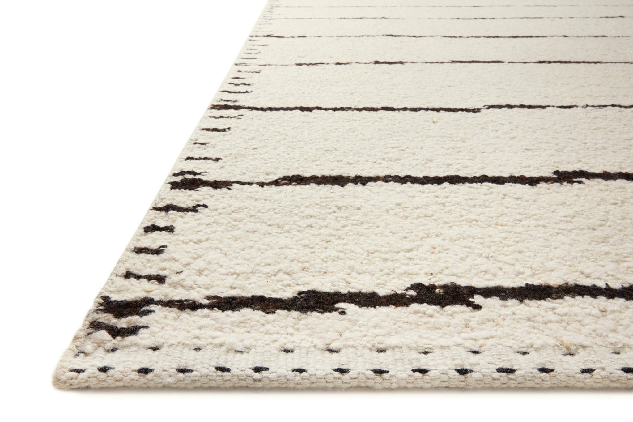 side view of Roman Ivory / Black luxury Rug