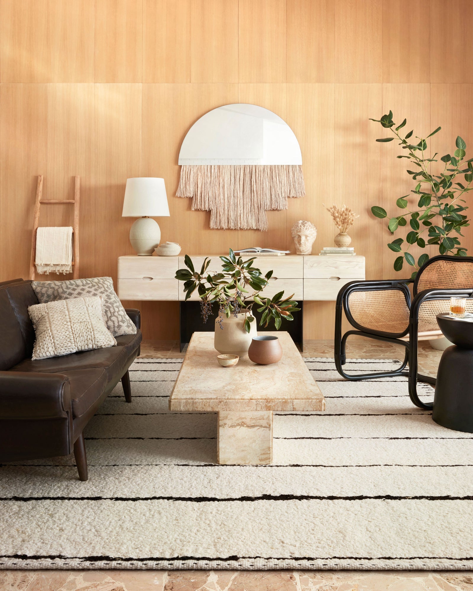 front view of Roman Ivory / Black luxury Rug