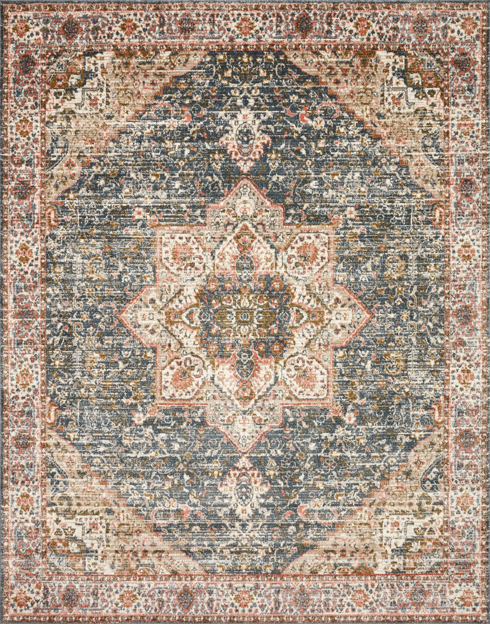 front view of Saban Blue / Multi luxury Rug