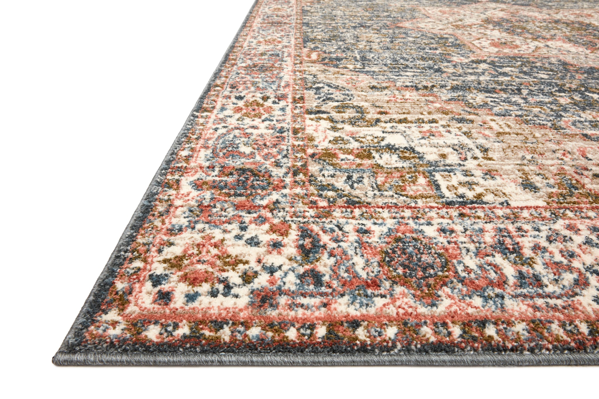 side view of Saban Blue / Multi luxury Rug