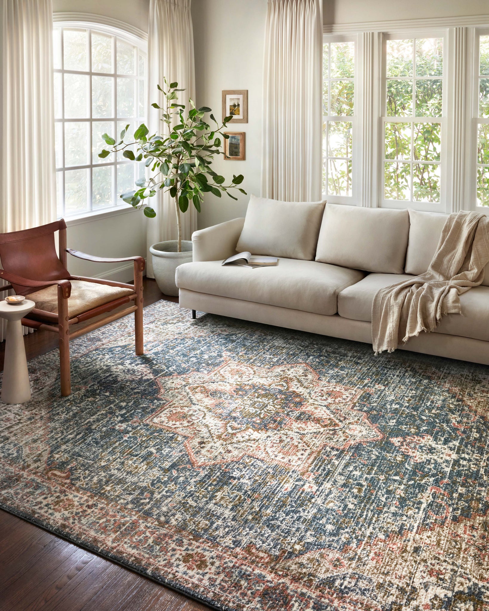 angle view of Saban Blue / Multi luxury Rug