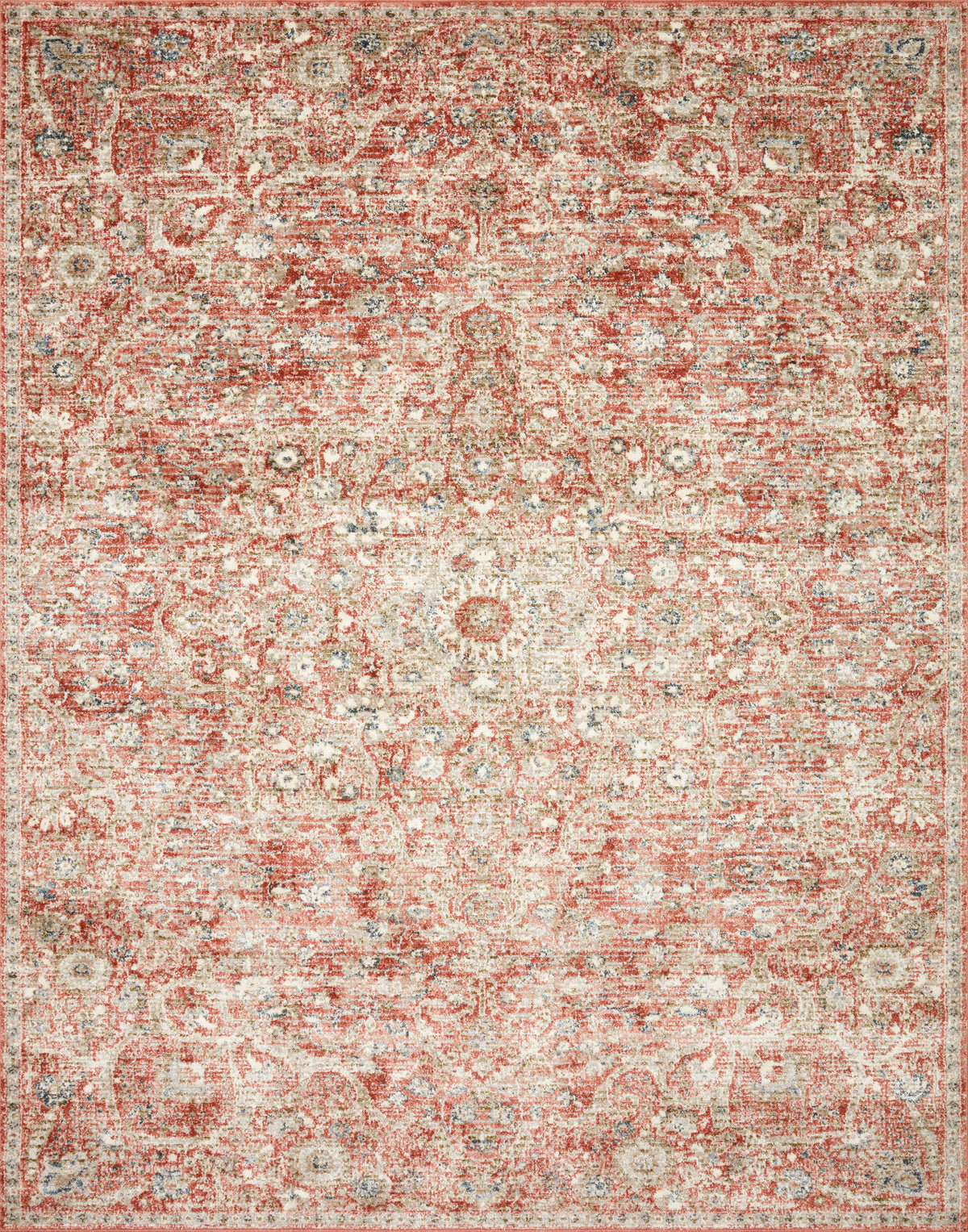 front view of Saban Rust / Beige luxury Rug