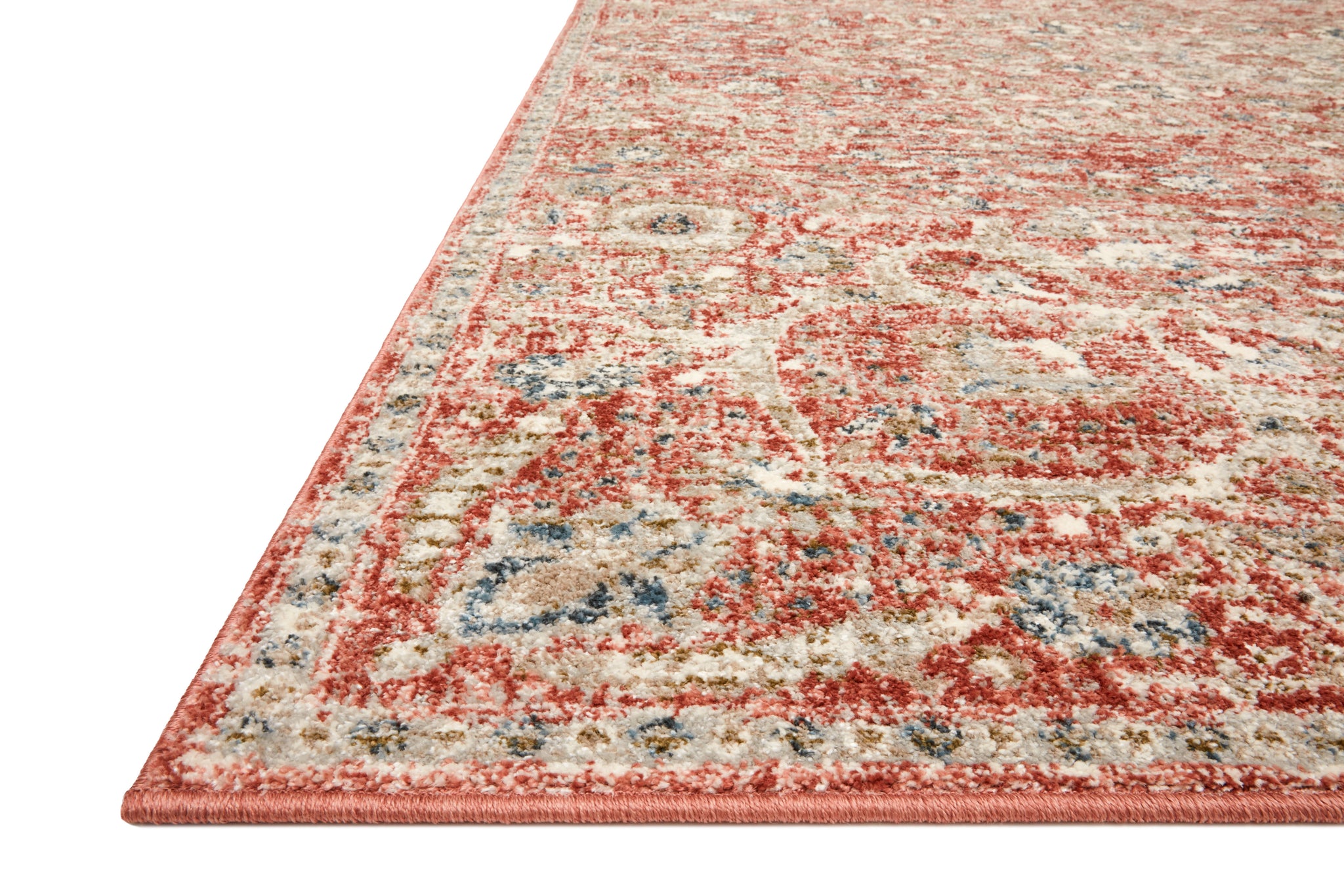side view of Saban Rust / Beige luxury Rug