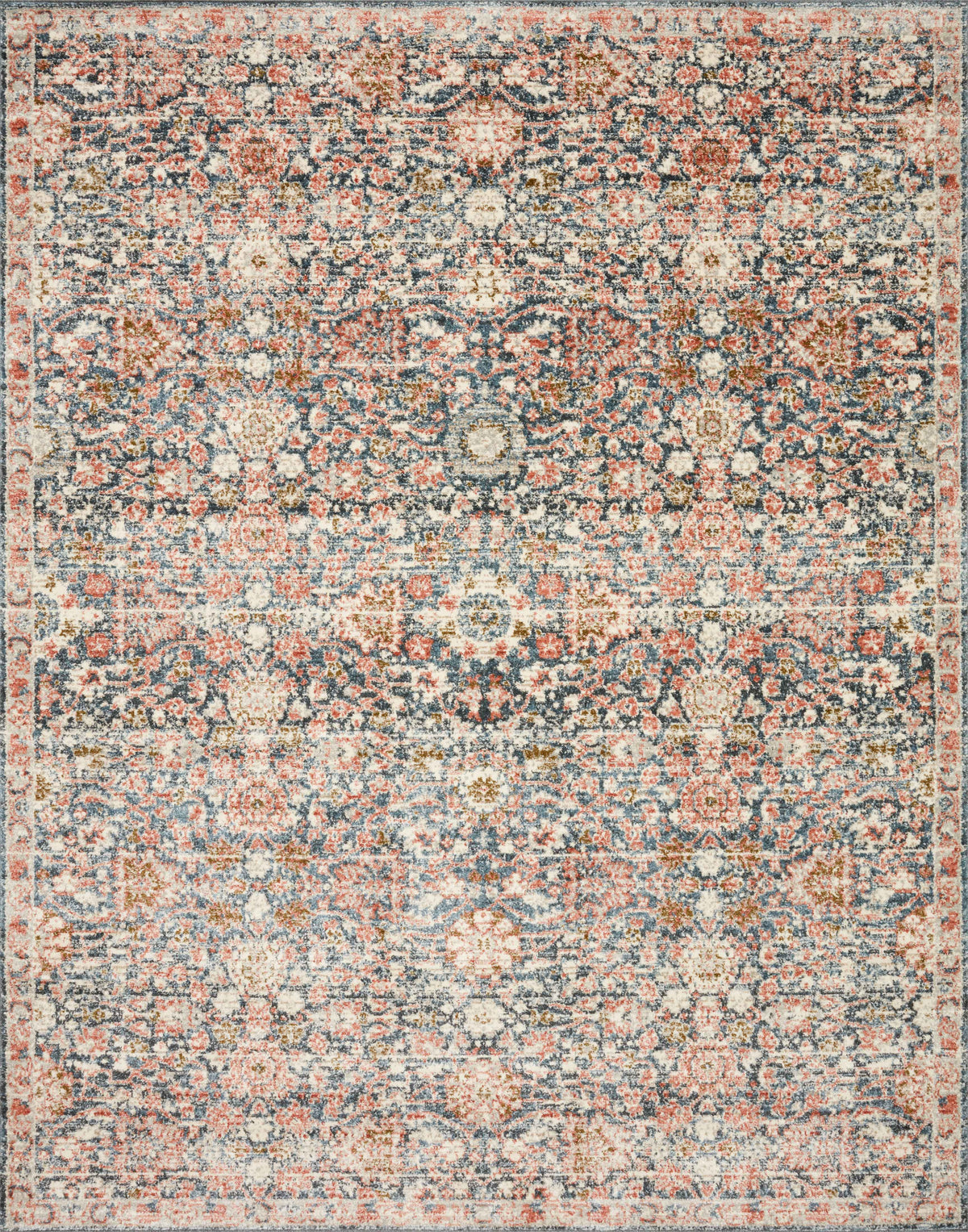 front view of Saban Navy / Rust luxury Rug