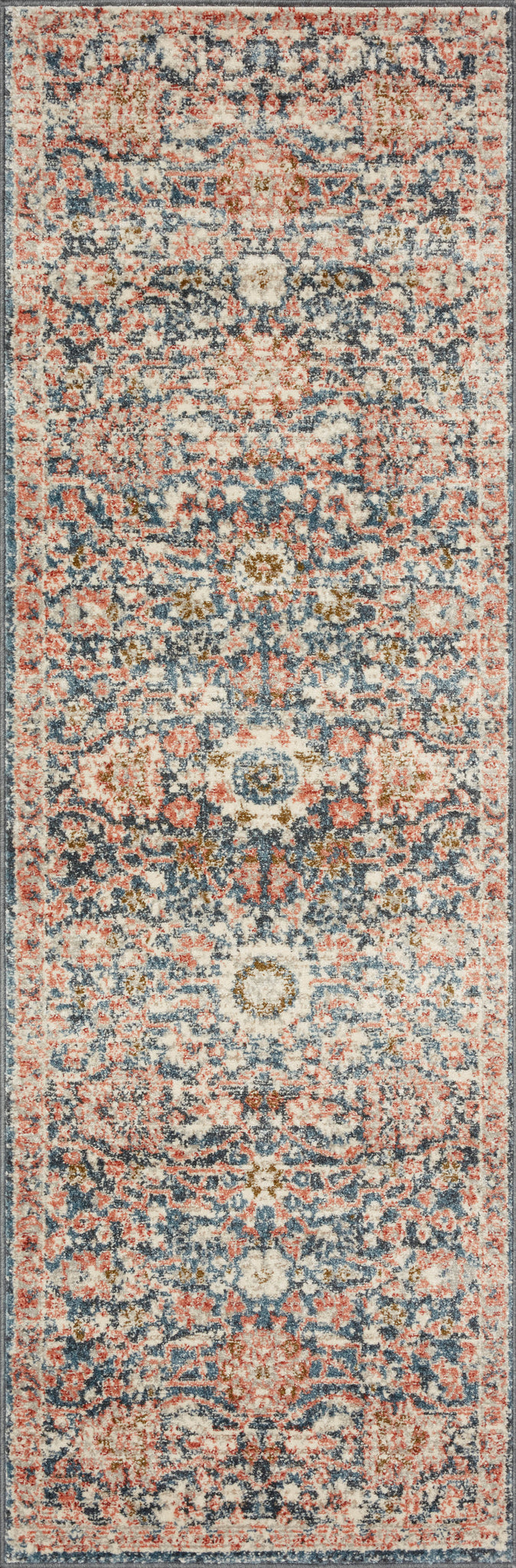 detail view of Saban Navy / Rust luxury Rug