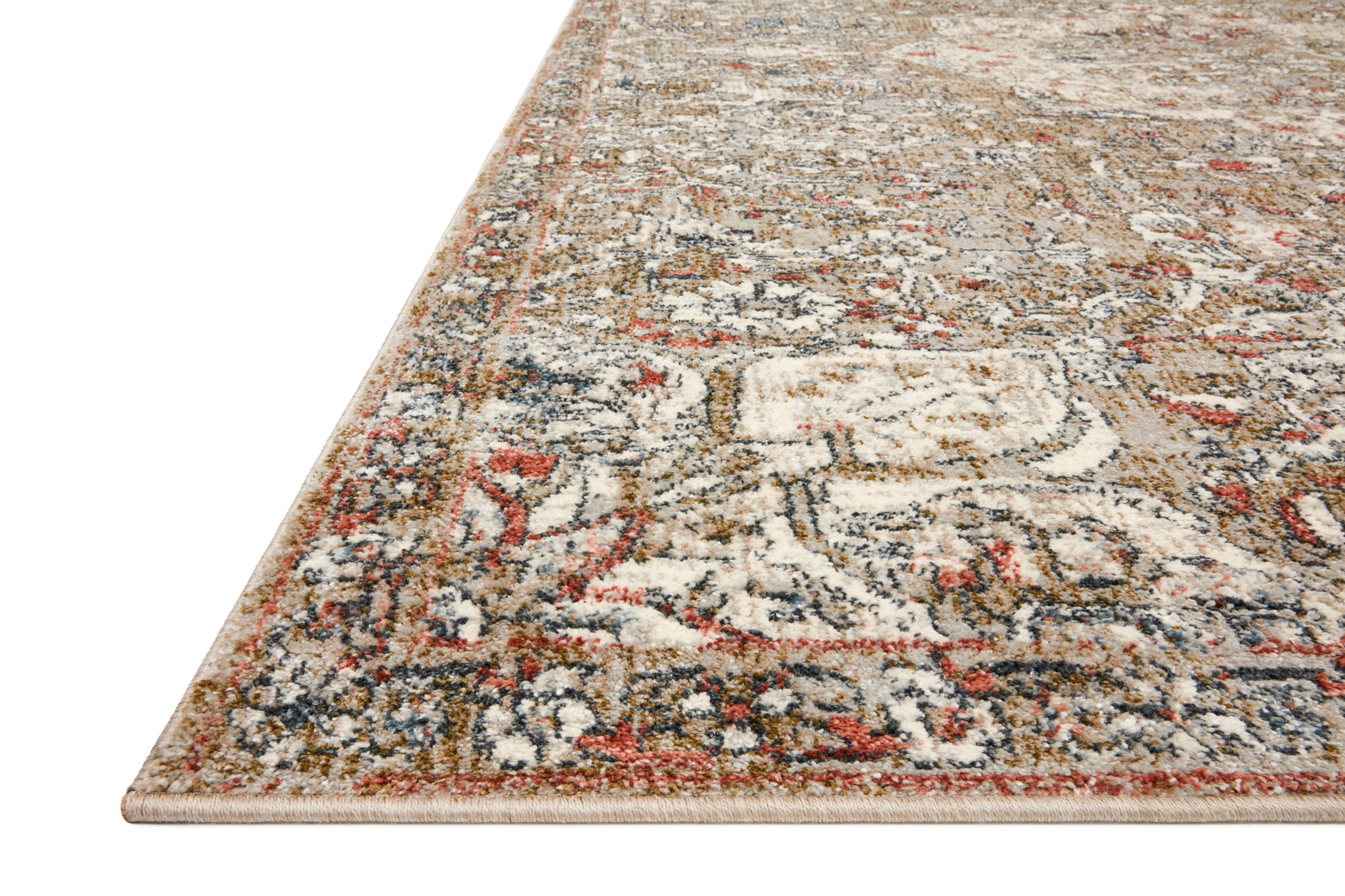 side view of Saban Straw / Beige luxury Rug