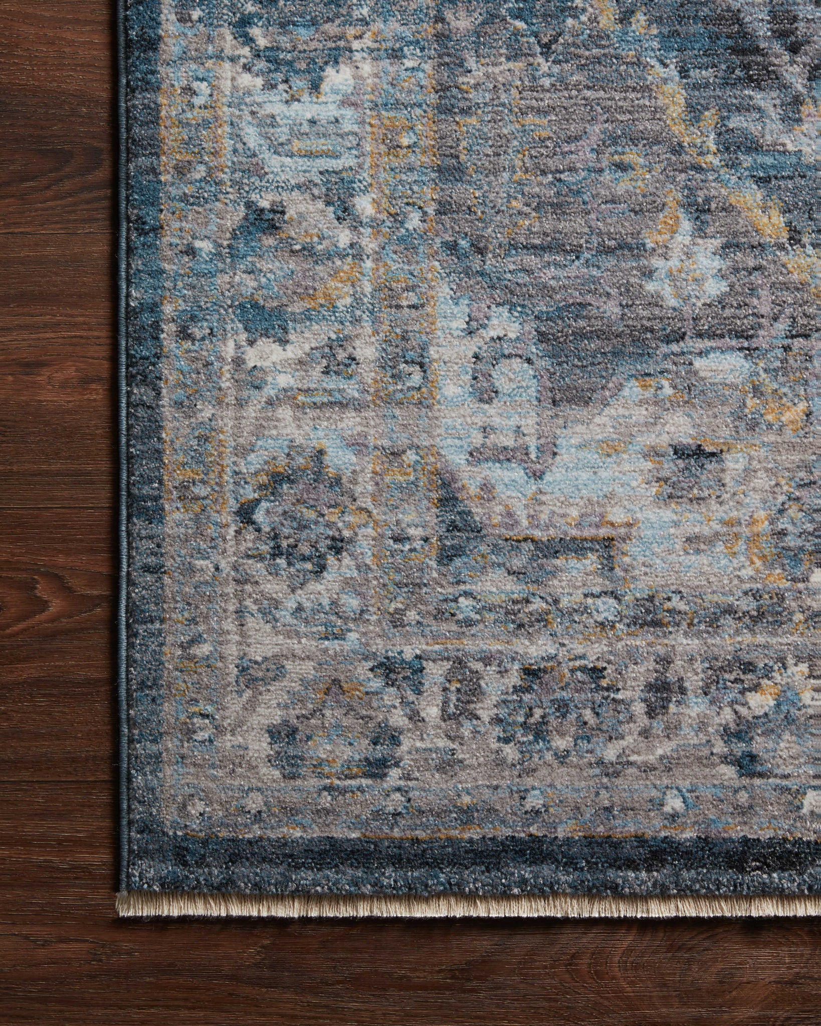 lifestyle view of Samra Denim / Grey luxury Rug