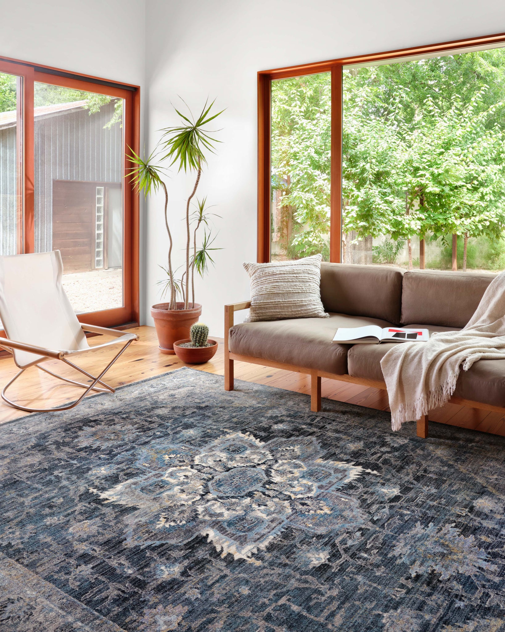 angle view of Samra Denim / Grey luxury Rug