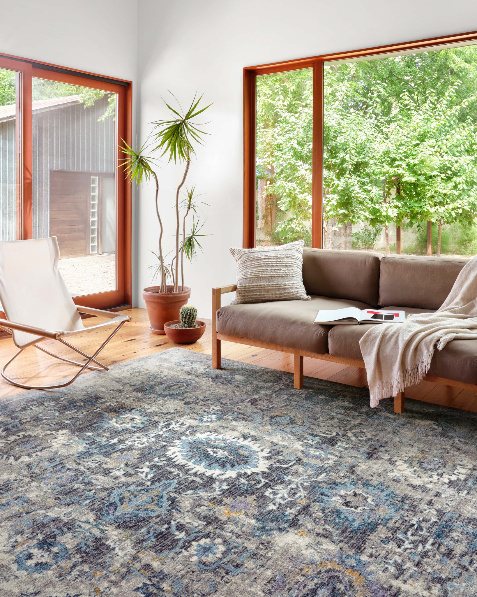 angle view of Samra Grey / Multi luxury Rug