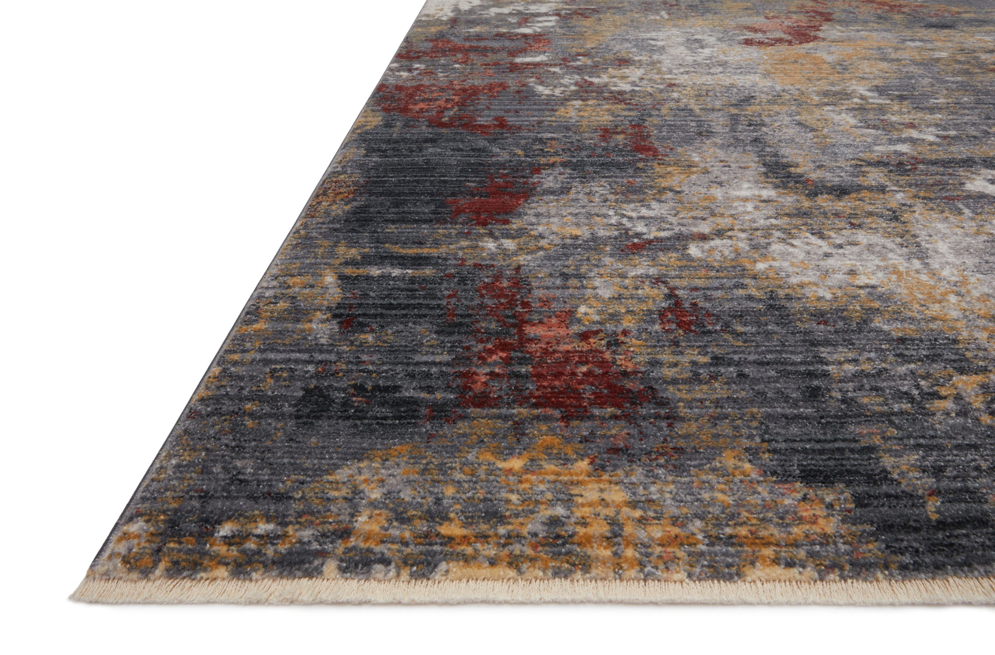side view of Samra Dk. Grey / Spice luxury Rug
