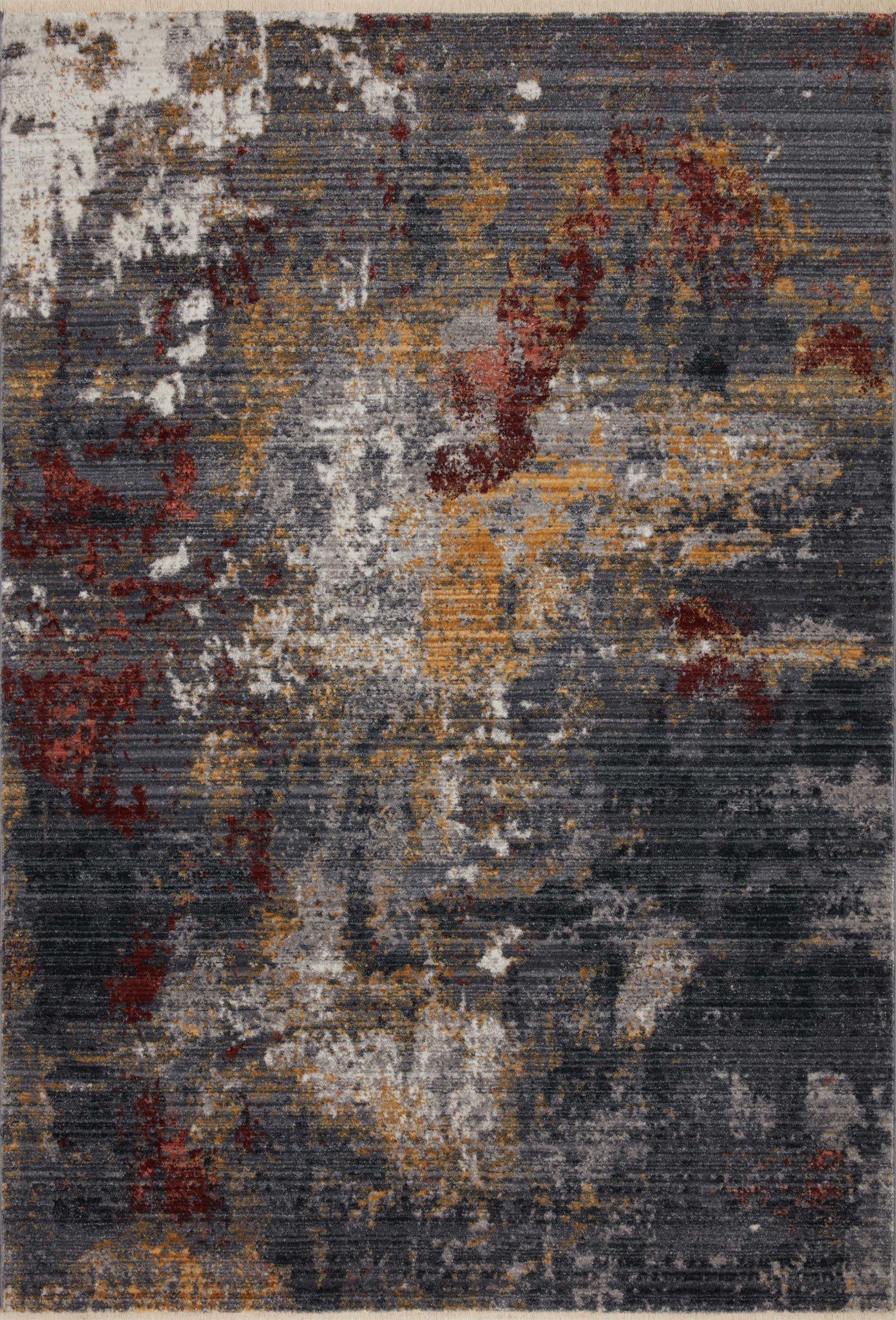 front view of Samra Dk. Grey / Spice luxury Rug